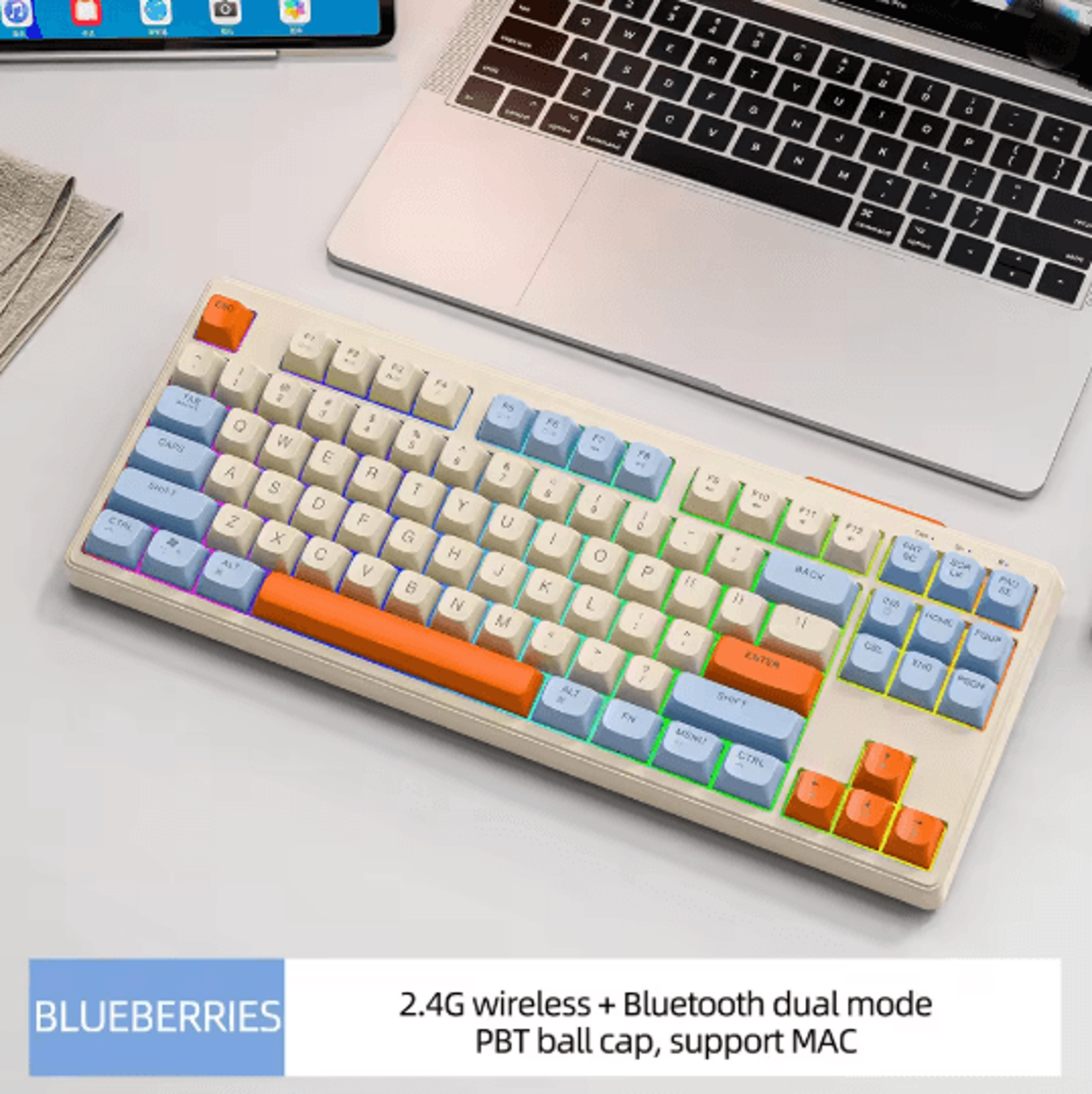 M87 Wireless Gaming Keyboard 87 Keys Bluetooth RGB Mechanical Style 1