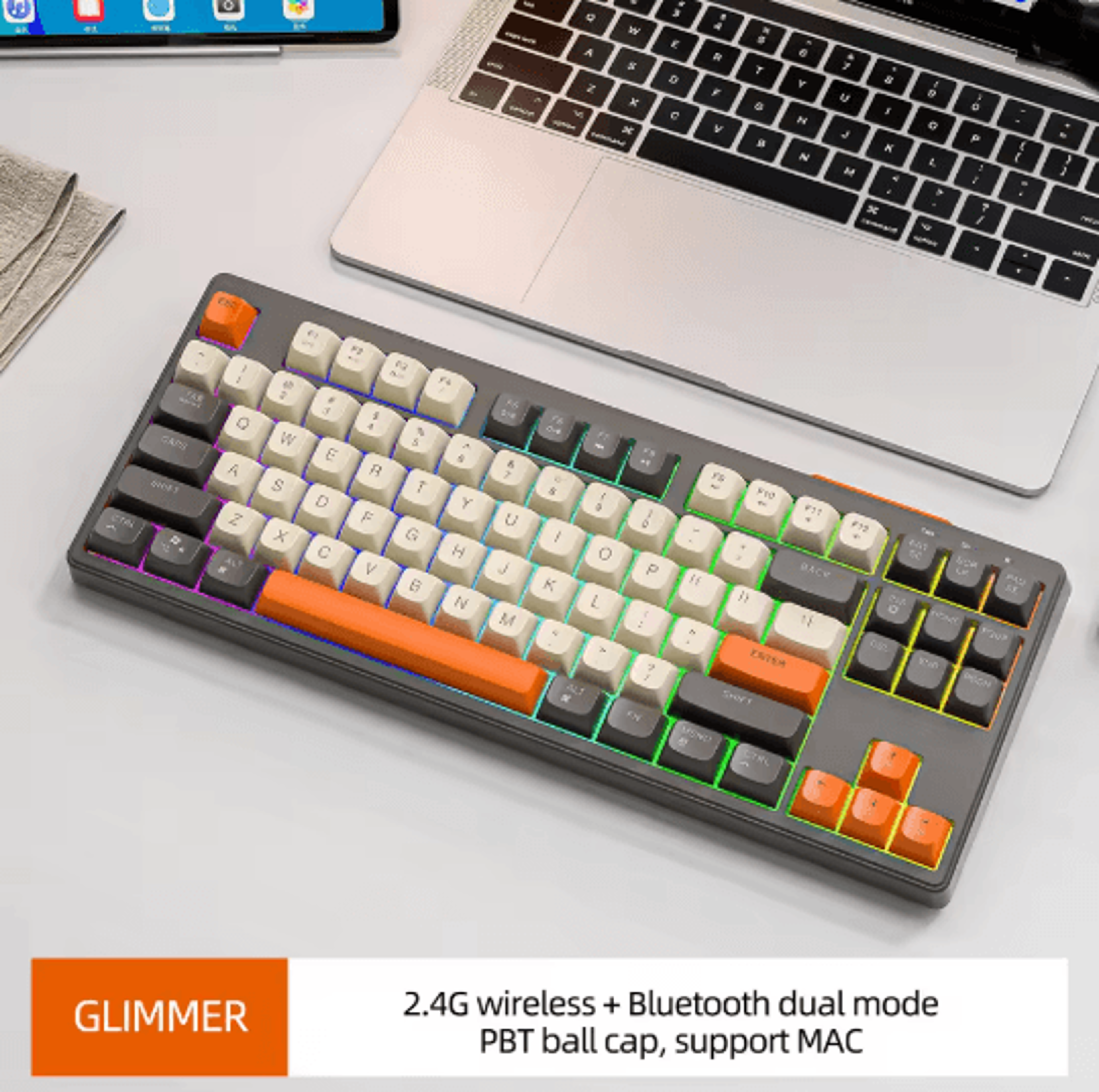 M87 Wireless Gaming Keyboard 87 Keys Bluetooth RGB Mechanical Style 2
