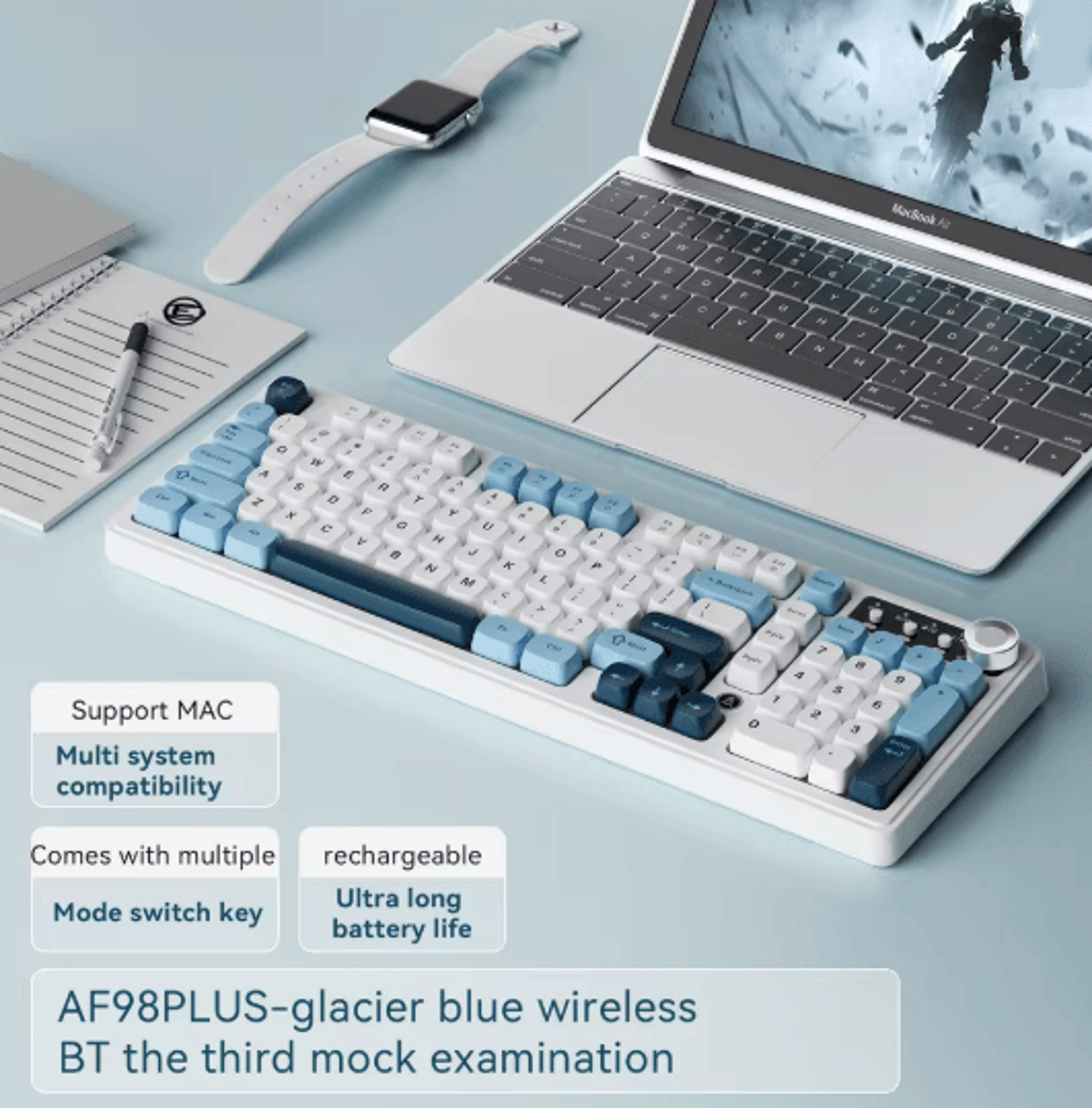 AJAZZ AF98 Wireless RGB Mechanical Feel Keyboard With Three Mode Connectivity 4