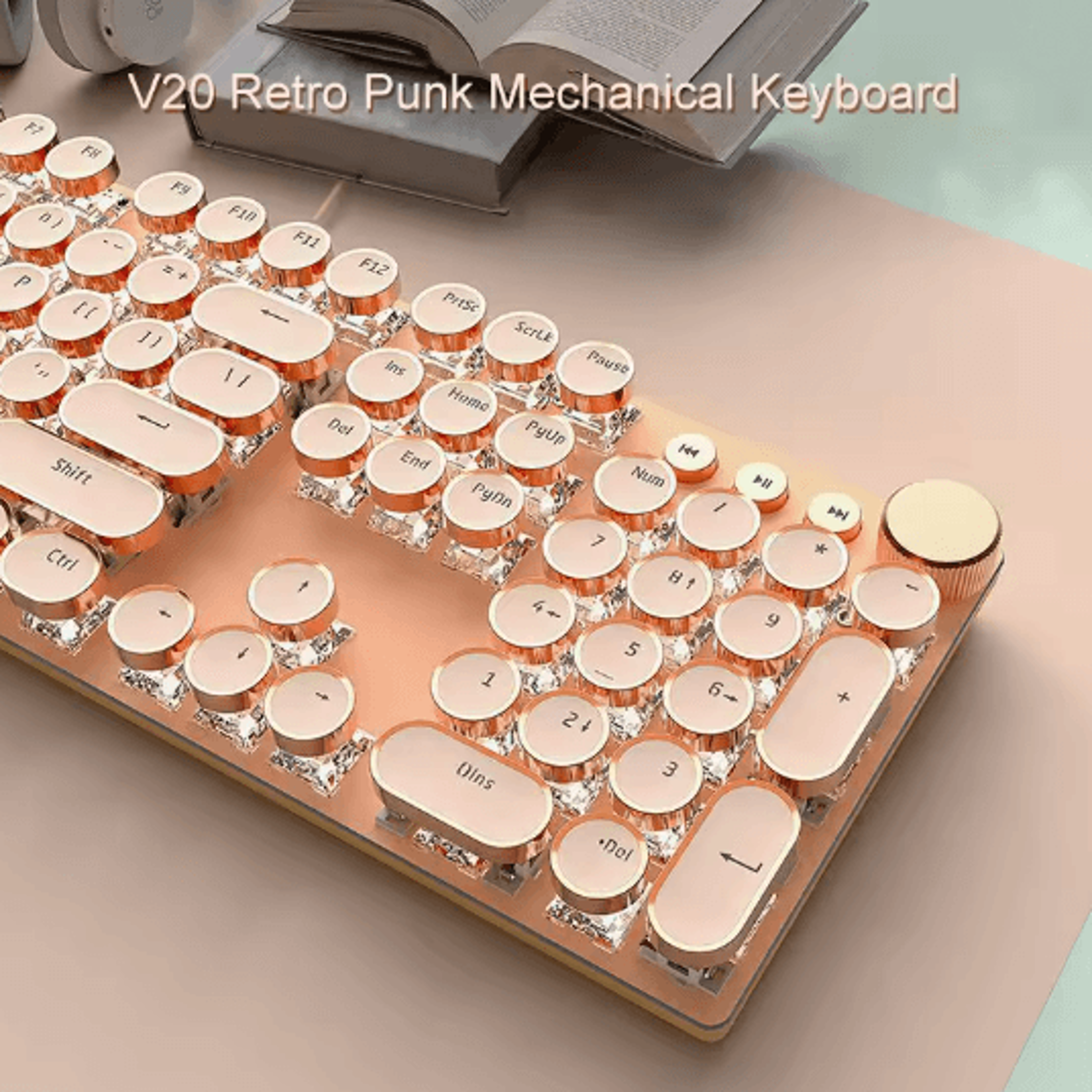 EWEADN V20 Typewriter Mechanical Gaming Keyboard With LED Backlit 104 Keys 4