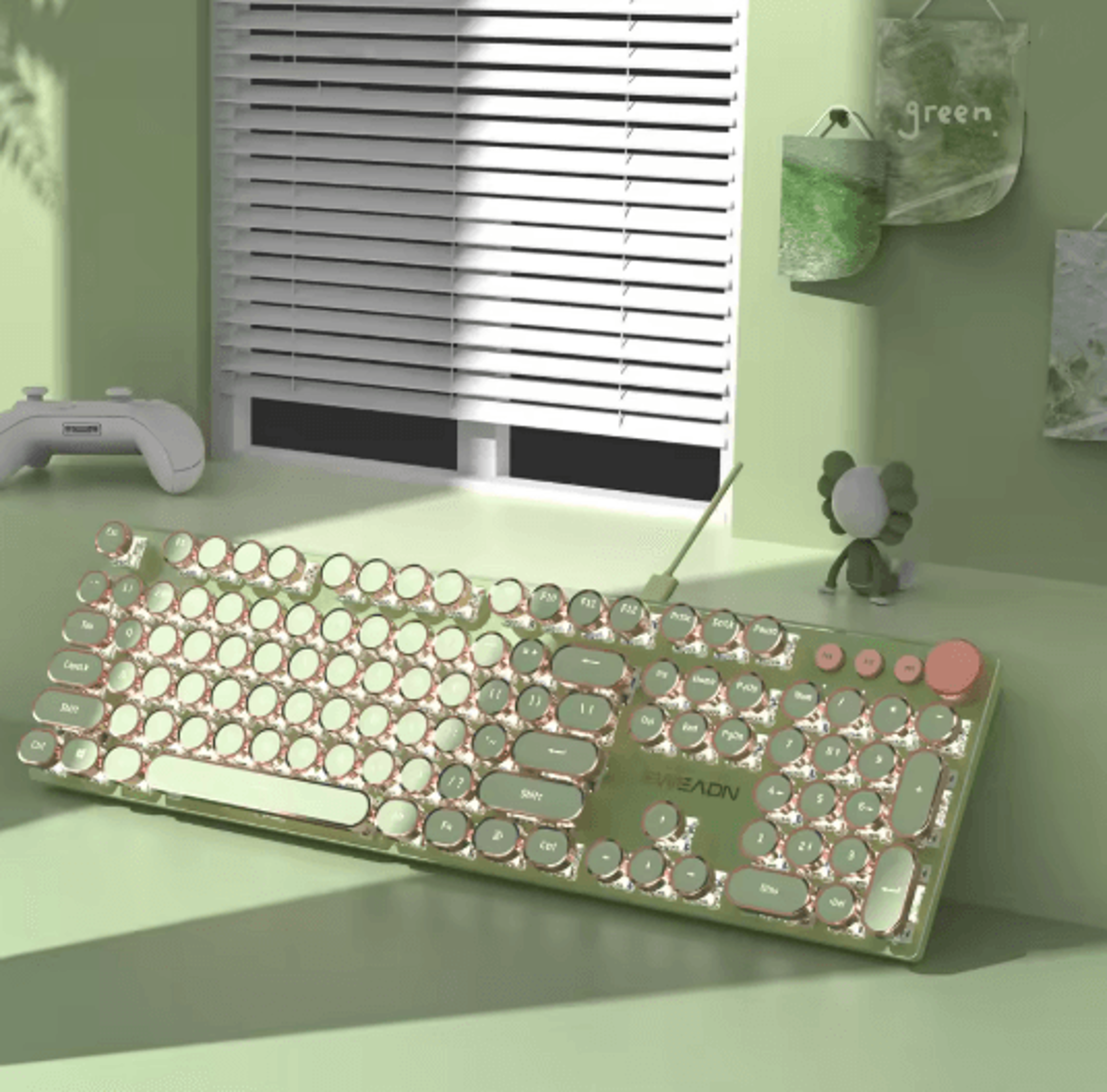 EWEADN V20 Typewriter Mechanical Gaming Keyboard With LED Backlit 104 Keys 5