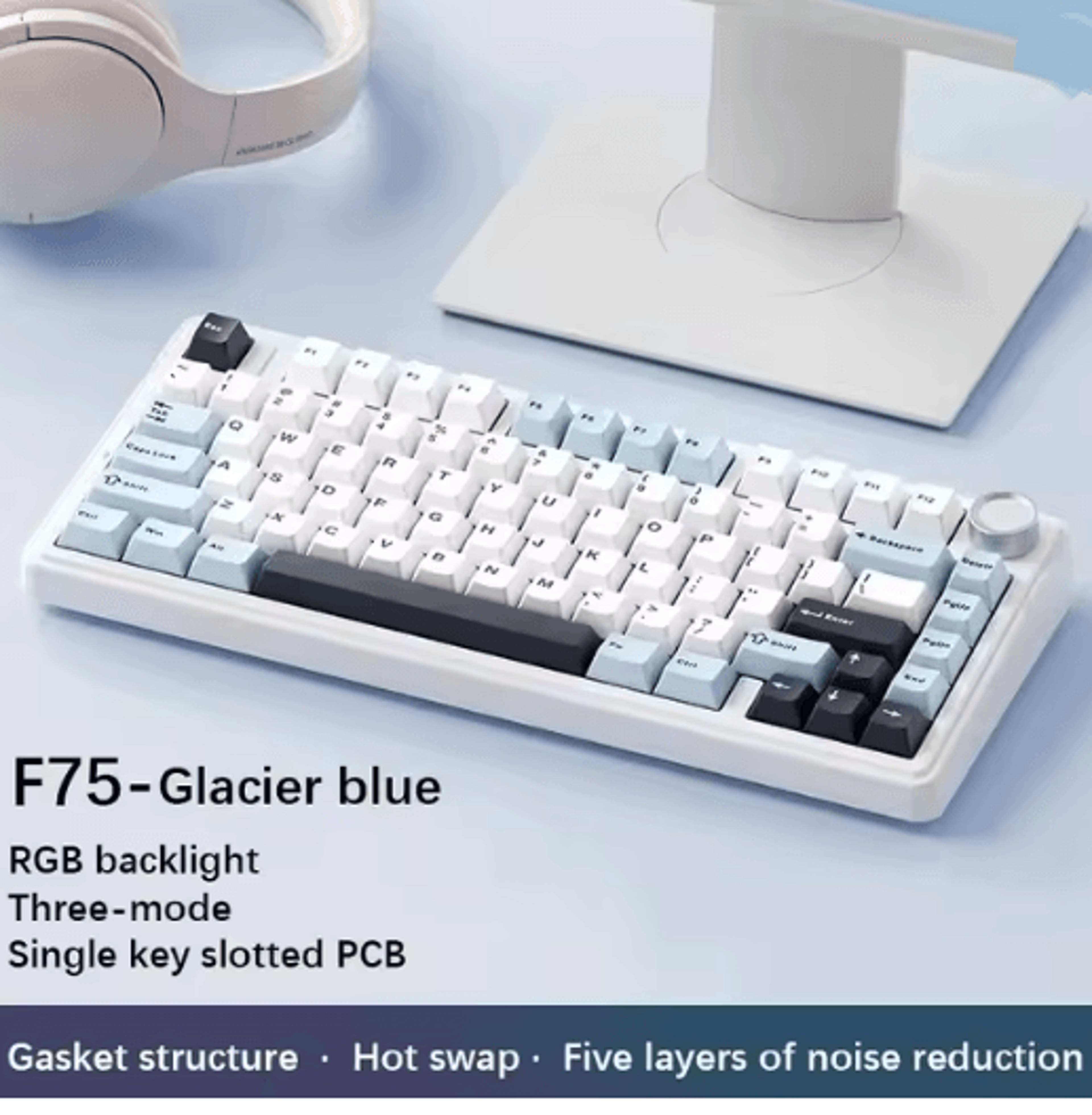 AULA F75 Wireless RGB Mechanical Keyboard 75 Percent Gasket Gaming Layout 4