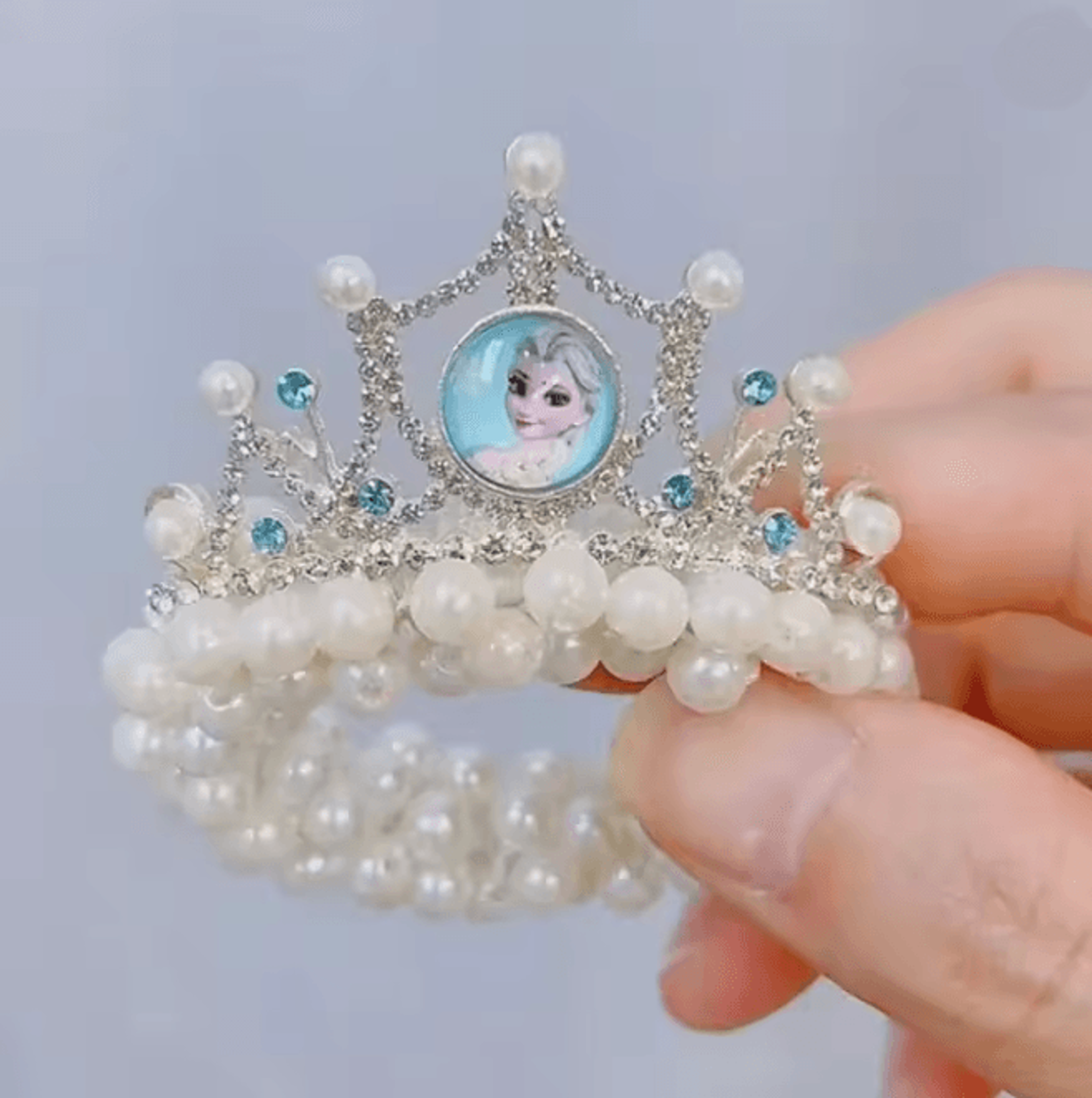 Princess Pearl Crown Hair Tie For Girls Elastic Kids Hair Accessory 4