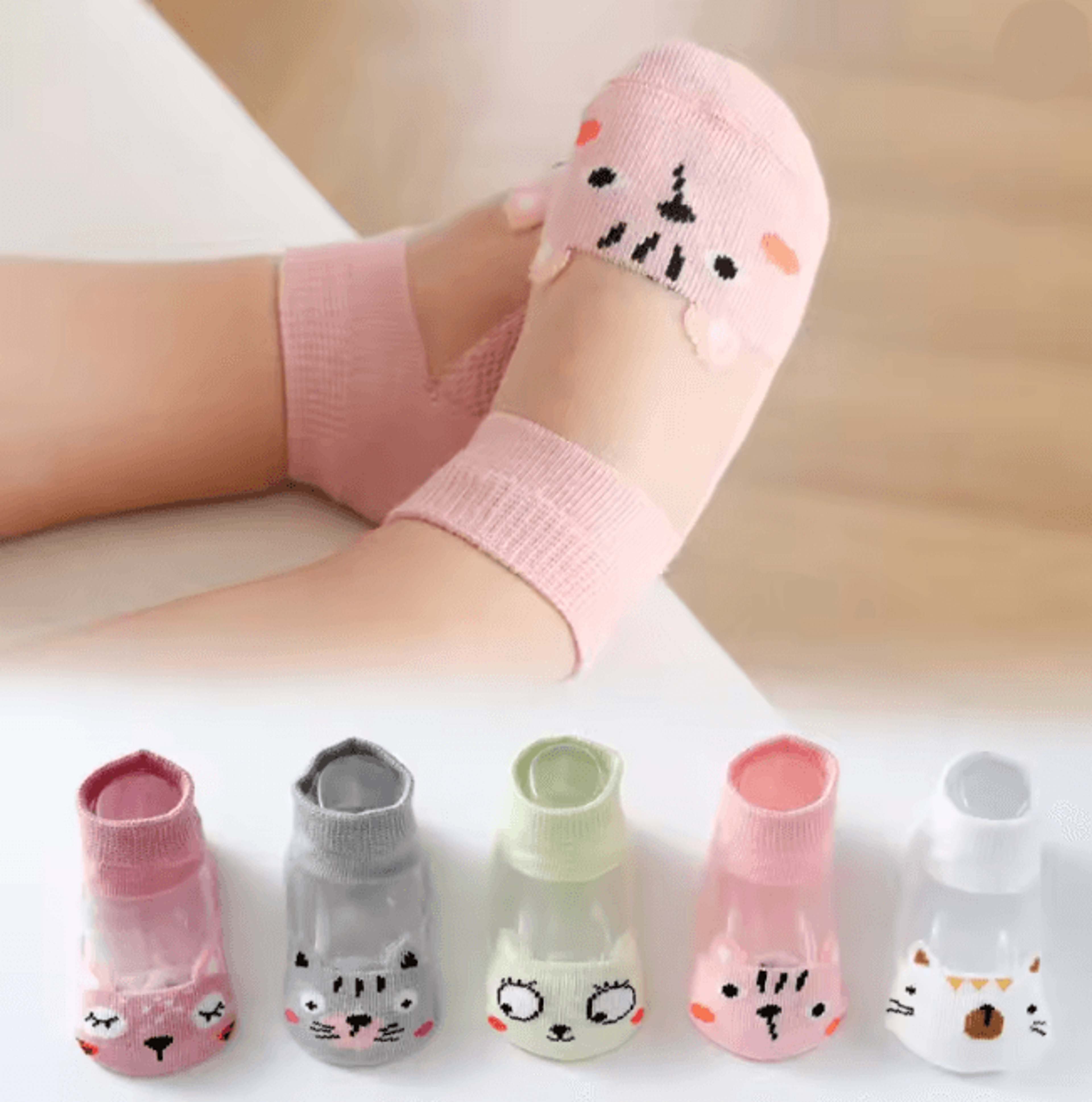 BreezeStep Summer Cotton Kids Socks 5 Pair Cartoon Mesh Set 9