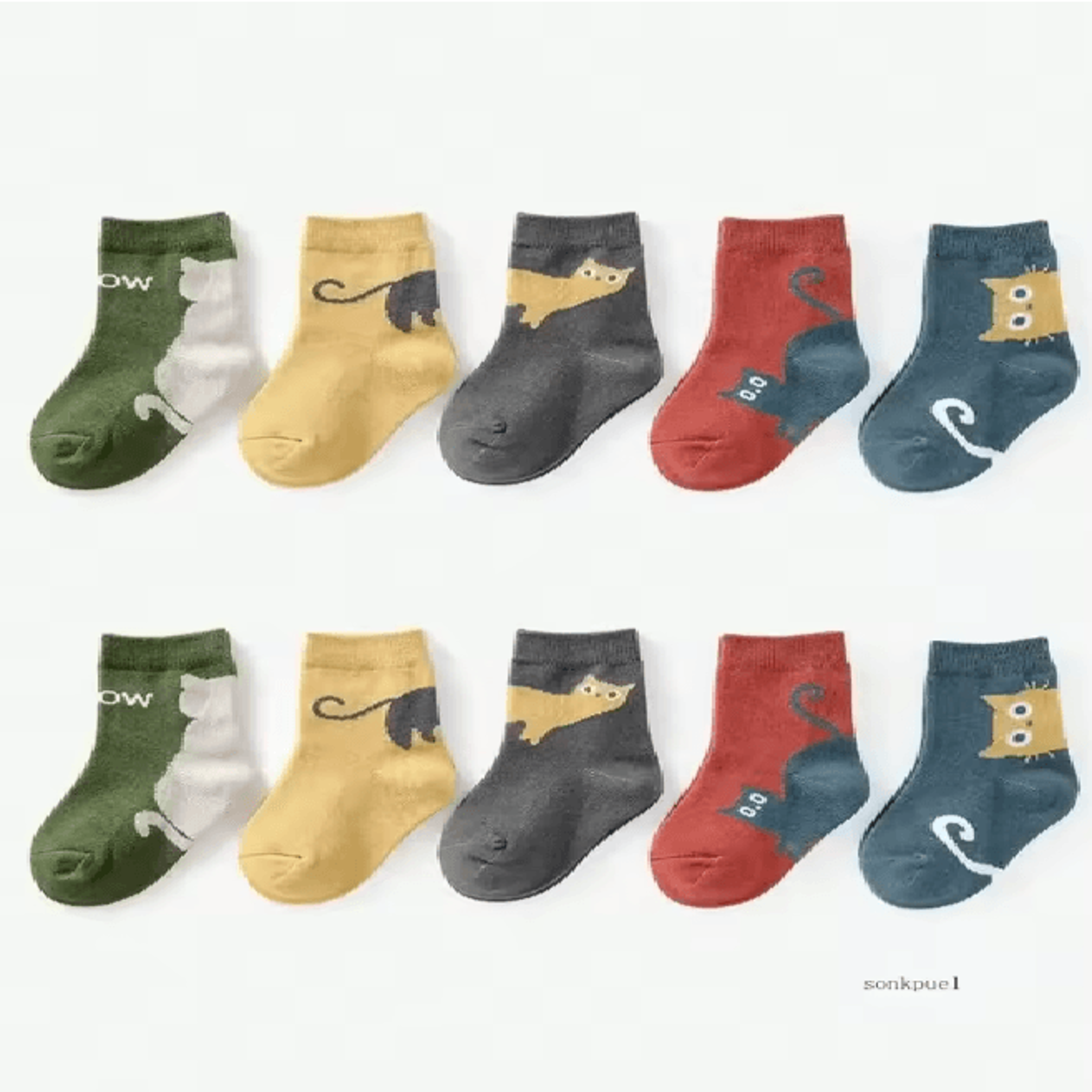 KittyCozy Four Season Baby Socks 5 Pair Cartoon Mid Tube Set 3