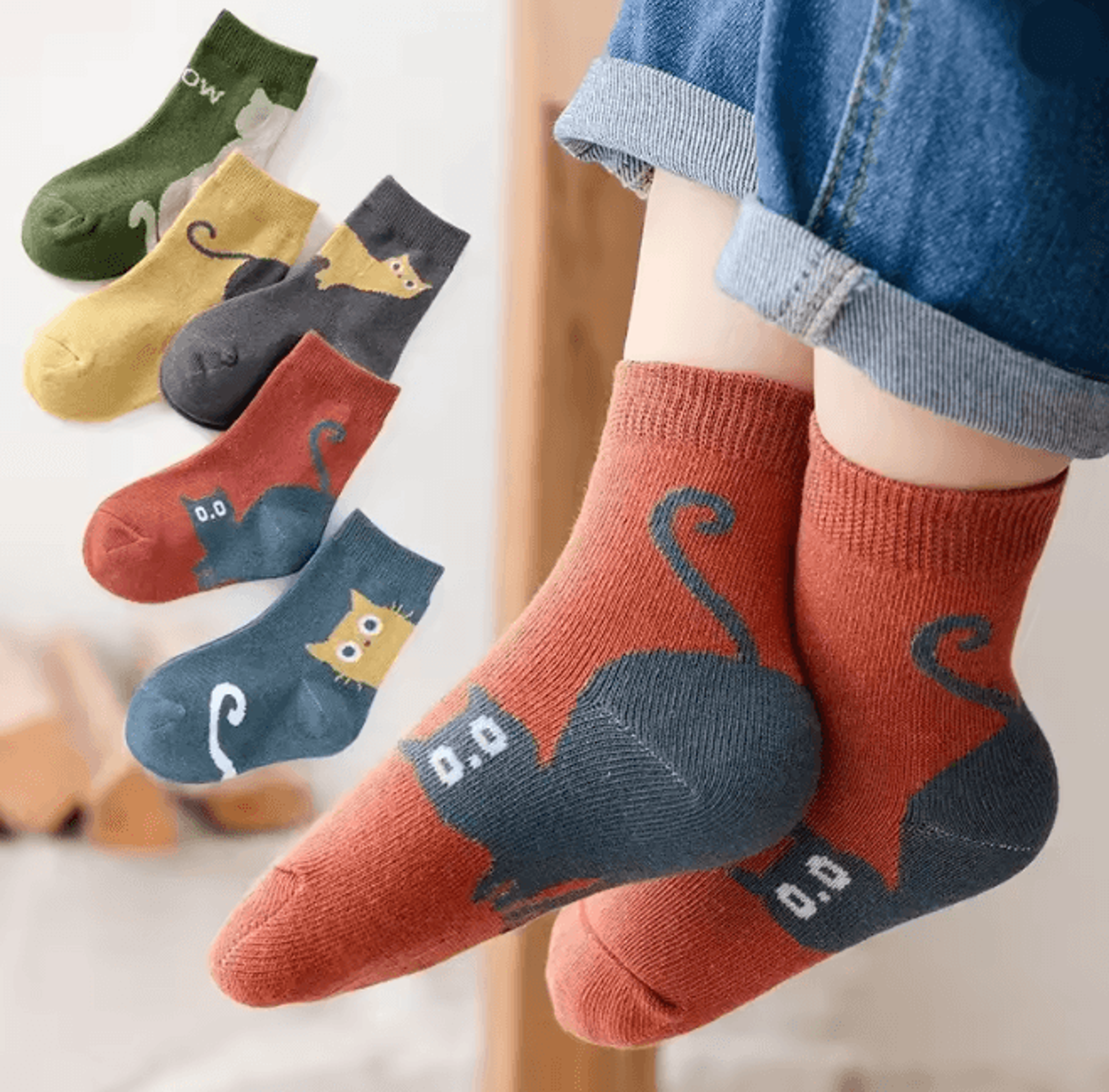KittyCozy Four Season Baby Socks 5 Pair Cartoon Mid Tube Set 4