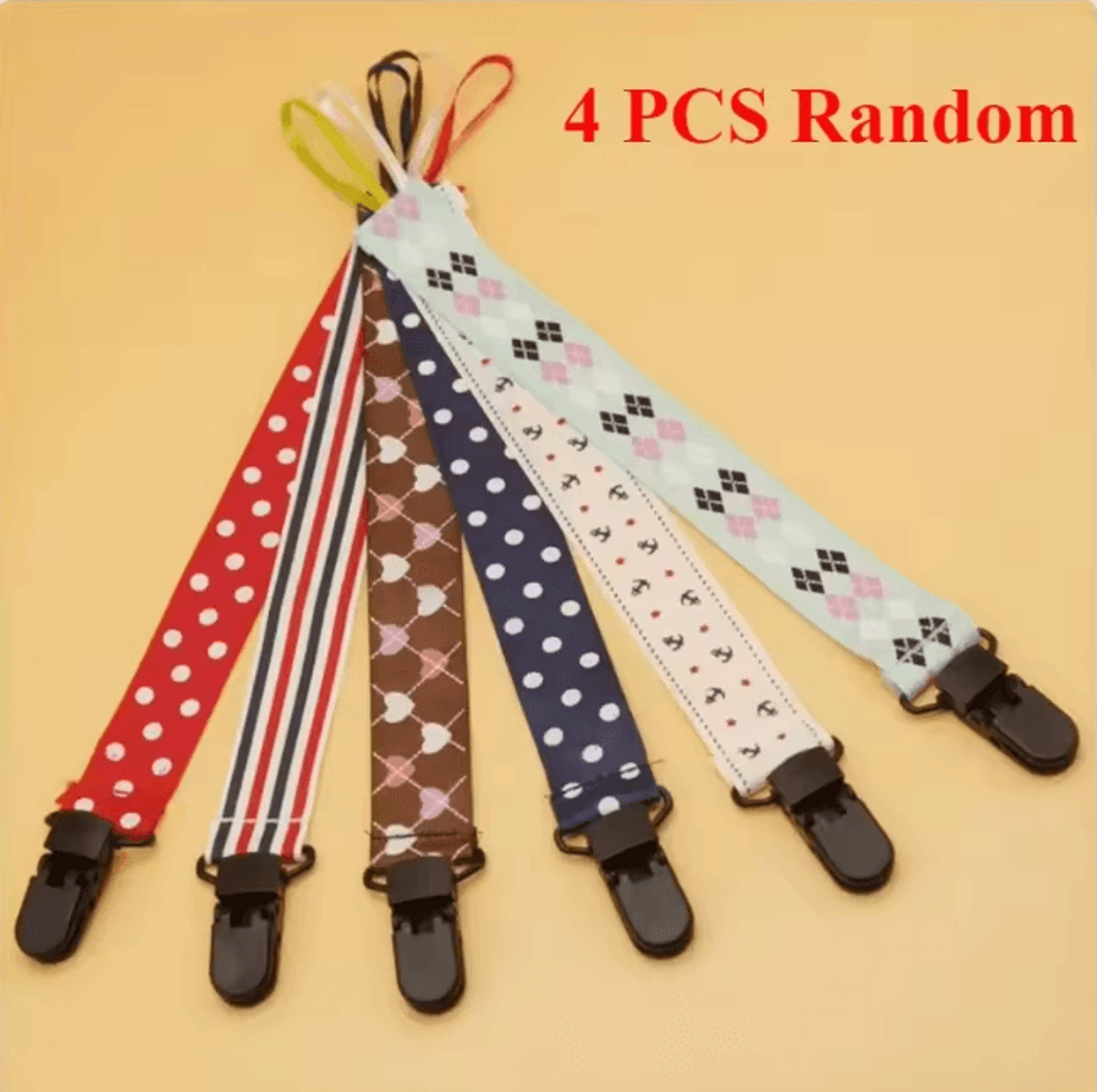ColorSafe Baby Pacifier Clips 4 Piece Cotton Canvas Set 5