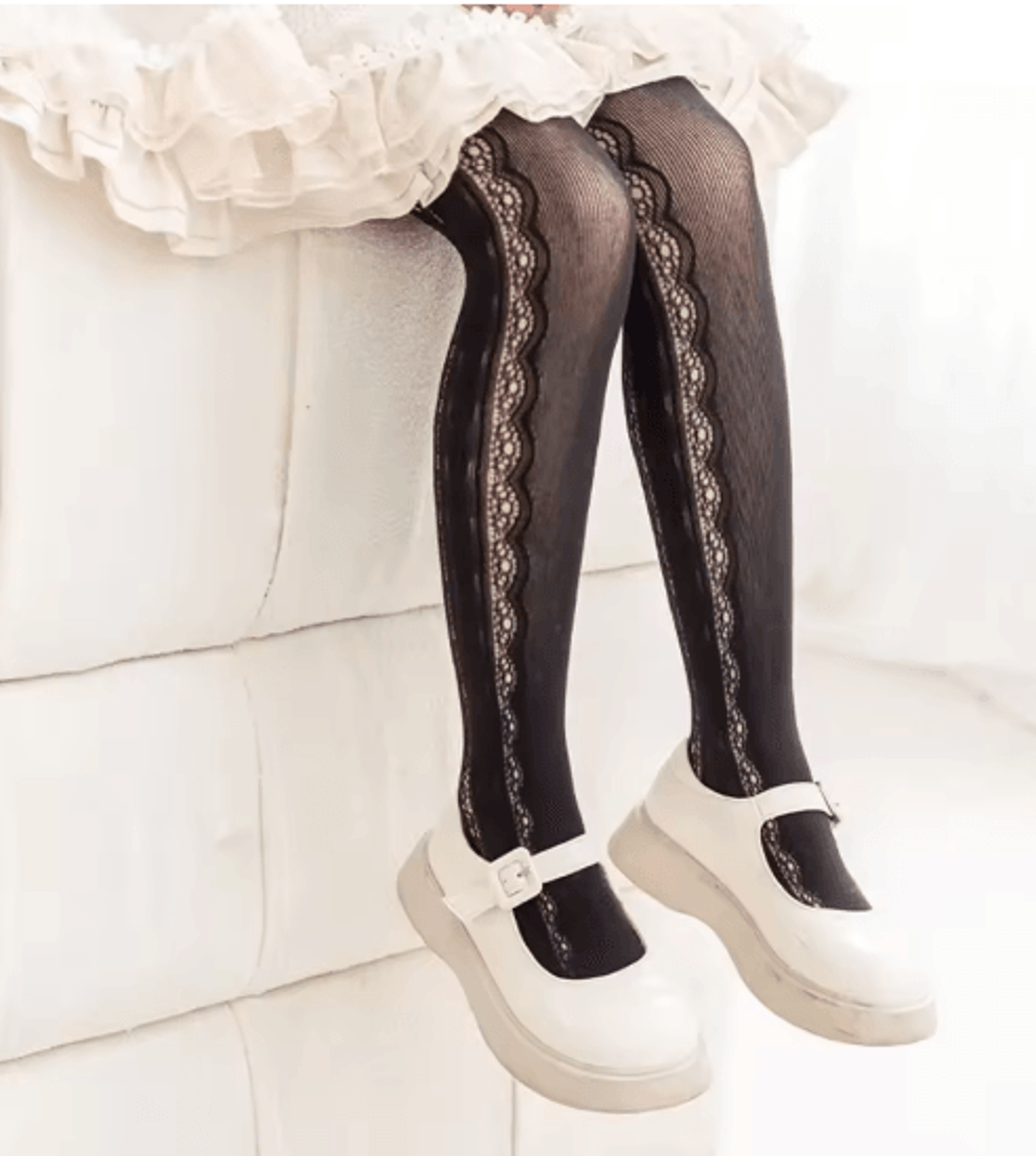Princess Lace Mesh Pantyhose For Girls  Soft Stretch Kids Fashion Tights 4