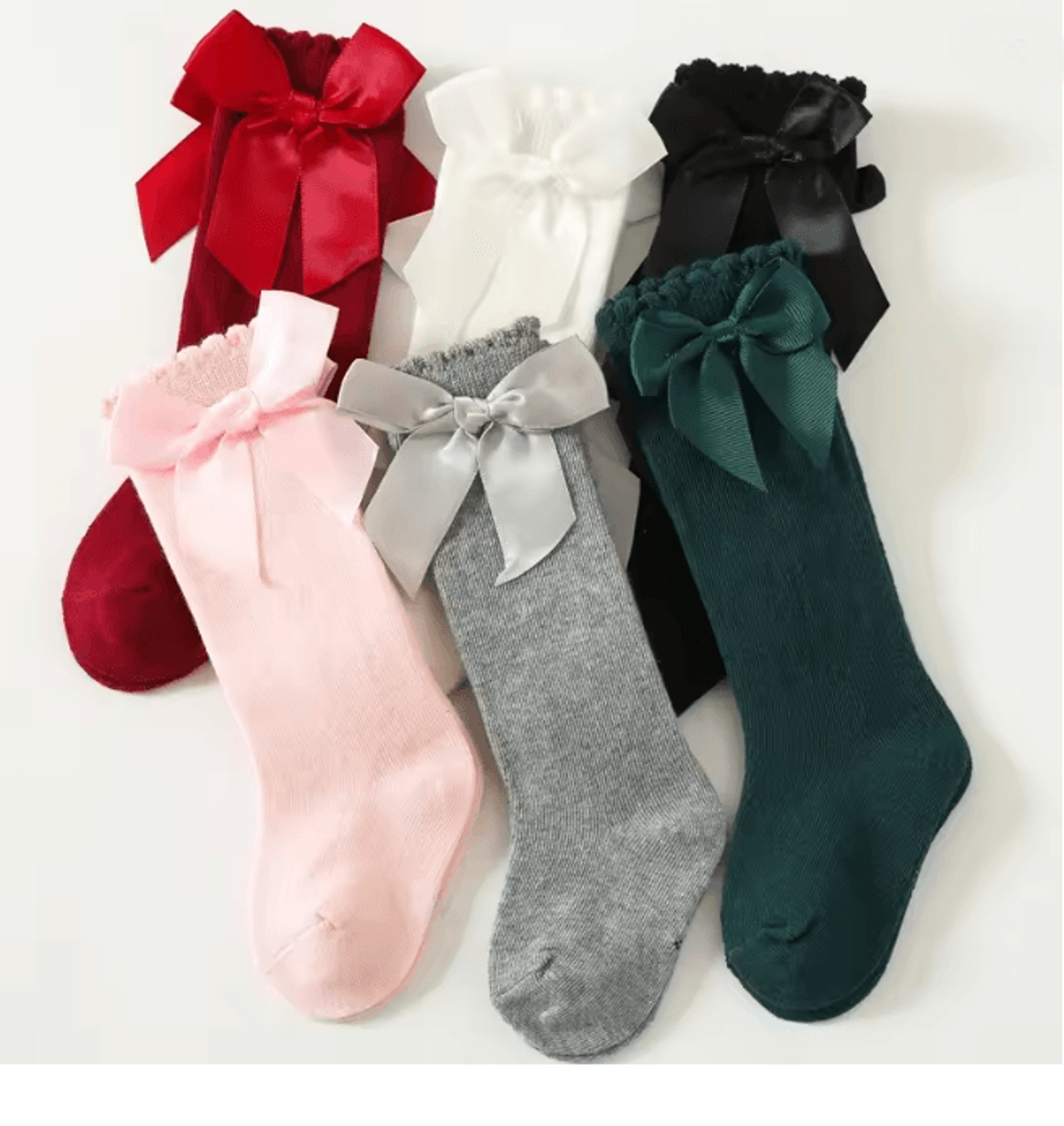Baby Girls Knee High Bow Socks Sweet Long Tube Leg Warmer Socks 0 To 6T 1