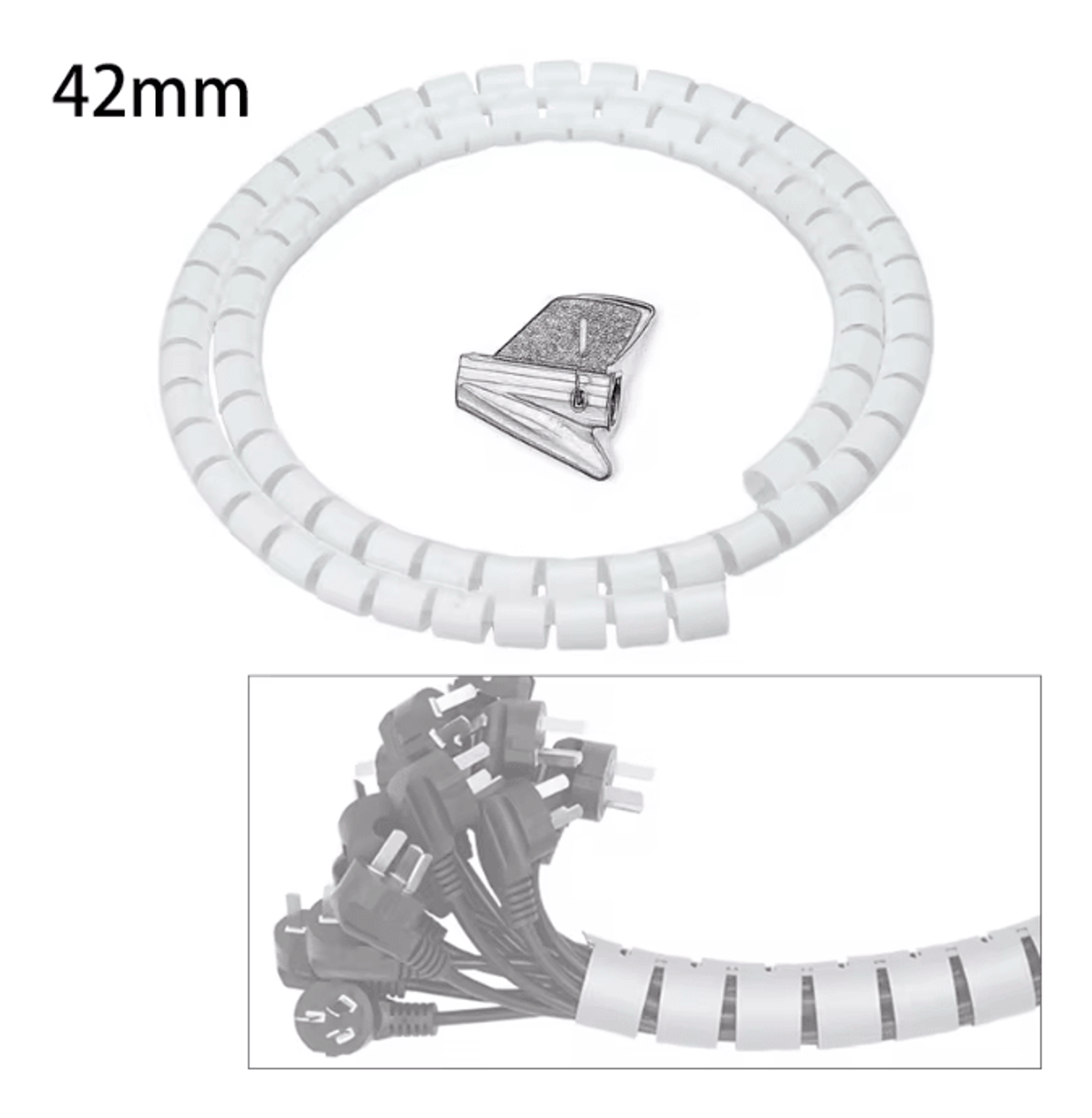Spiral Cable Protector Wrap 2m Wire Cover And Desk Cord Organizer 11