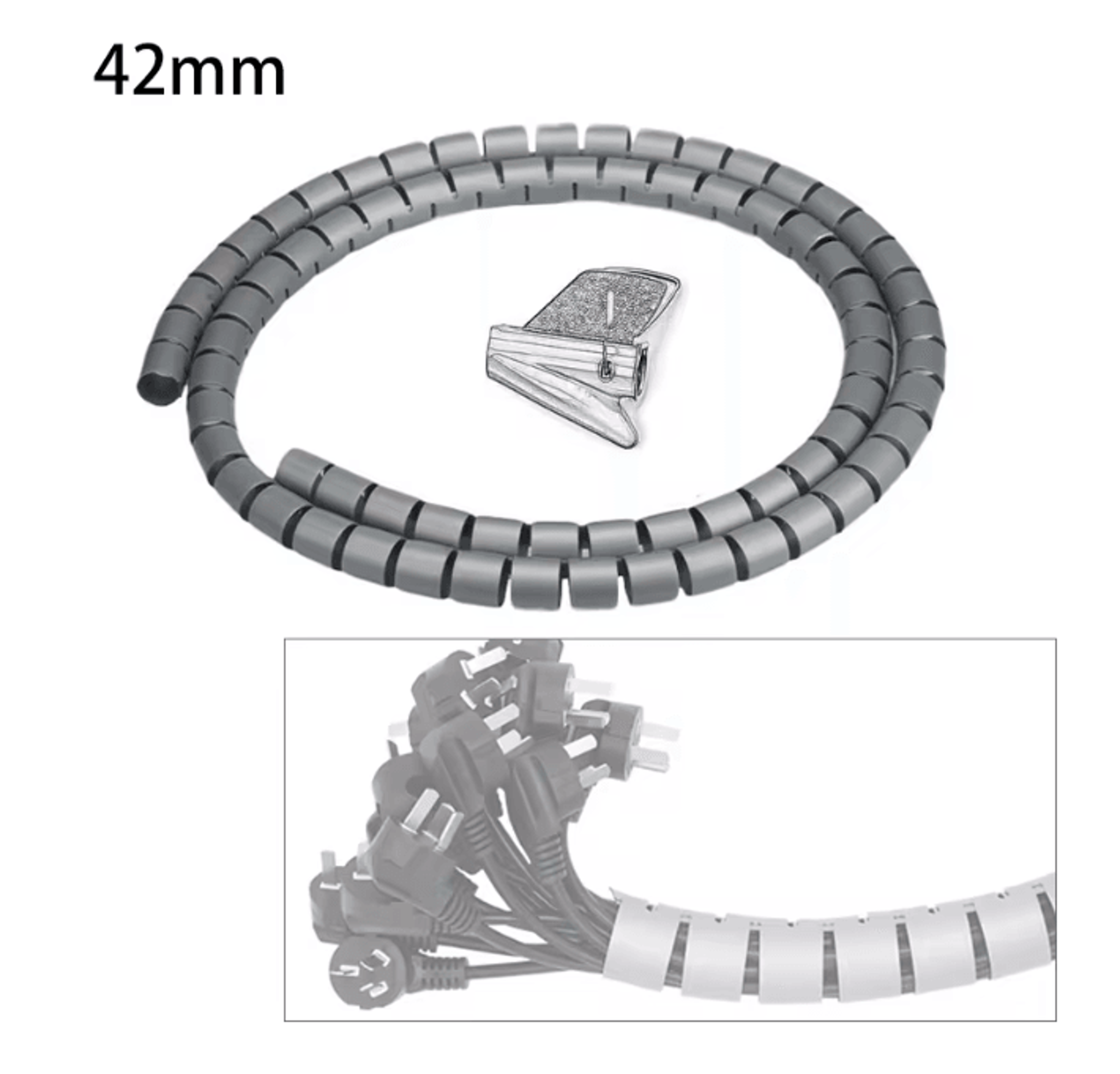 Spiral Cable Protector Wrap 2m Wire Cover And Desk Cord Organizer 3