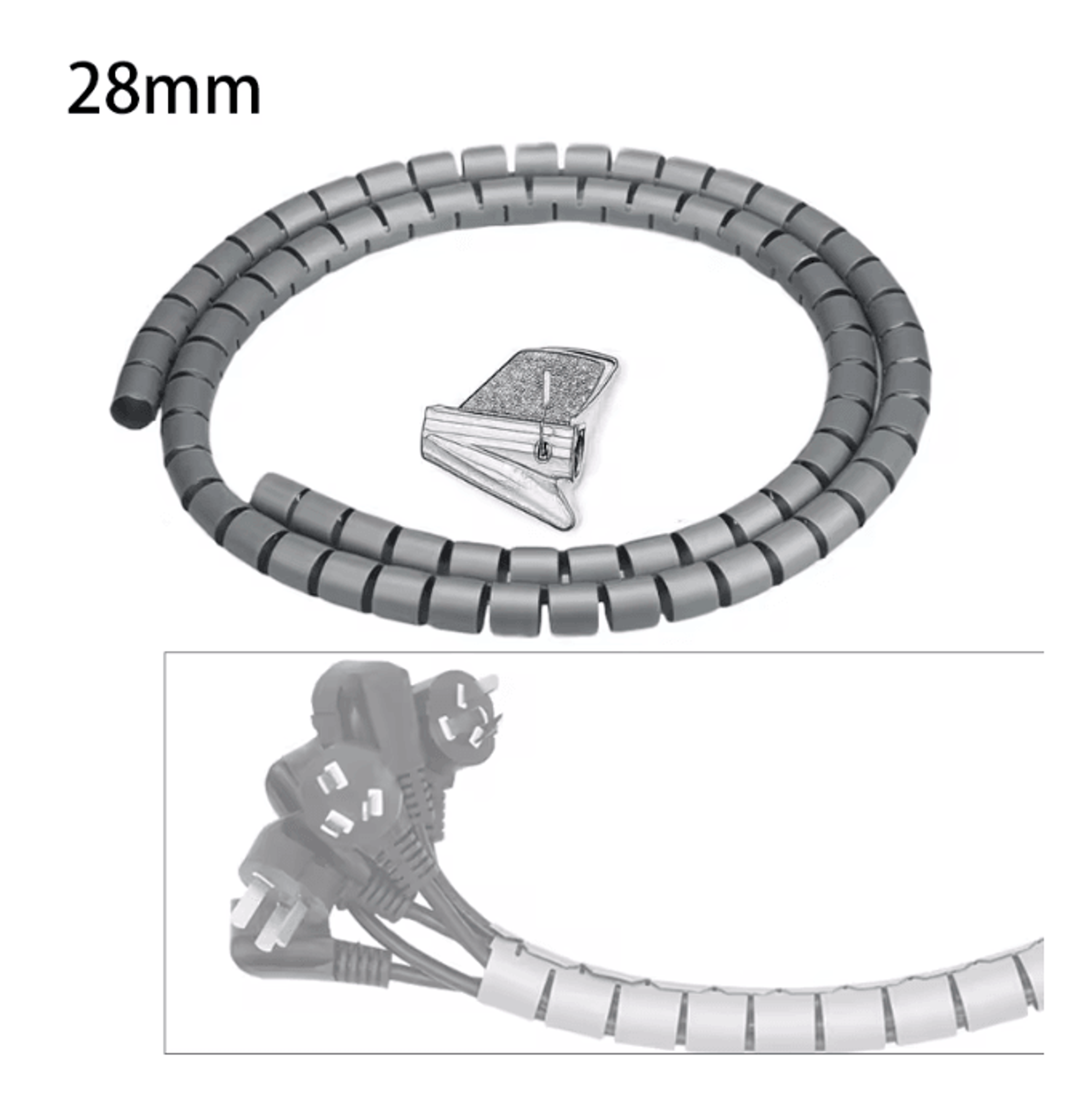 Spiral Cable Protector Wrap 2m Wire Cover And Desk Cord Organizer 6