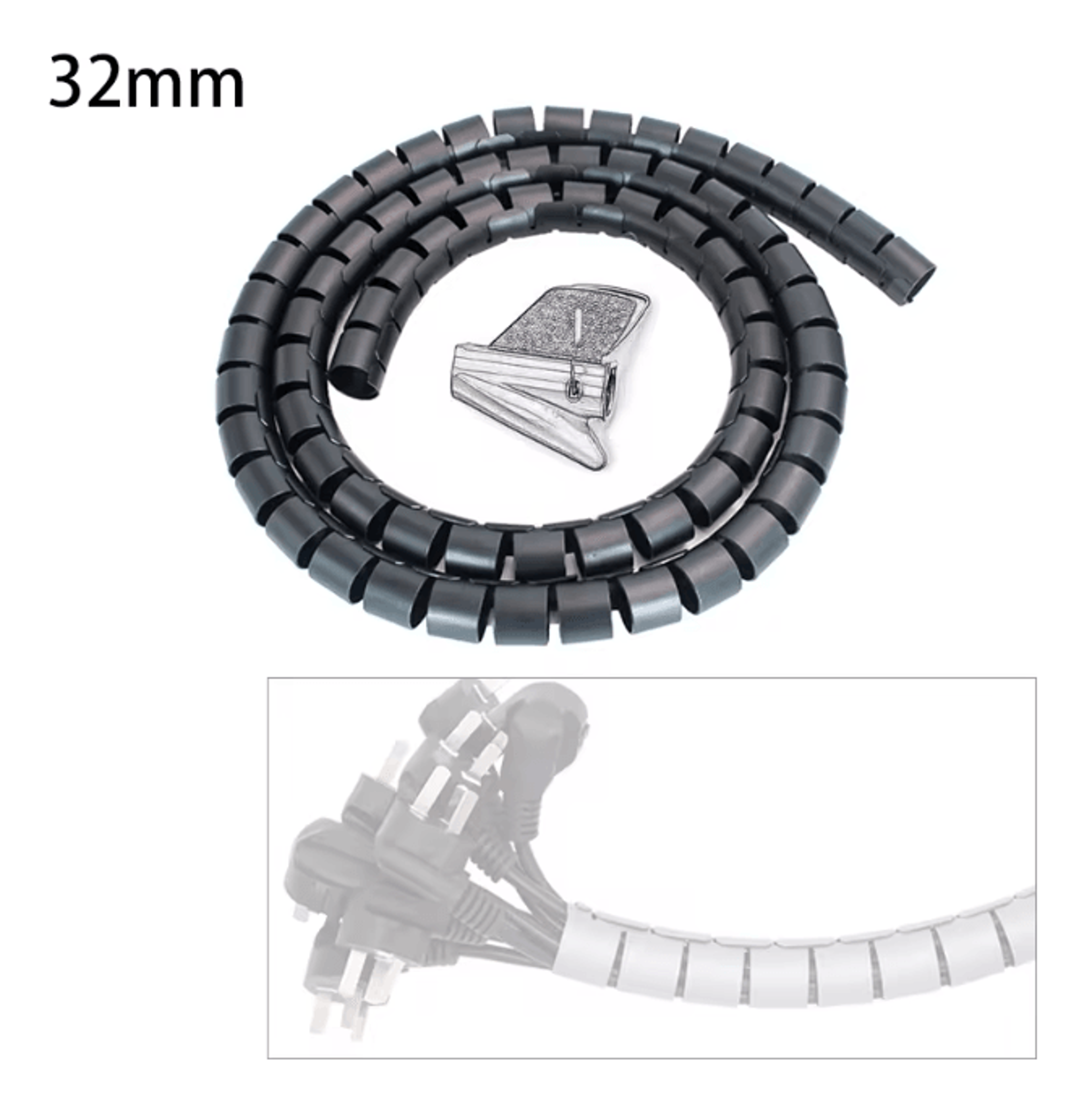 Spiral Cable Protector Wrap 2m Wire Cover And Desk Cord Organizer 7