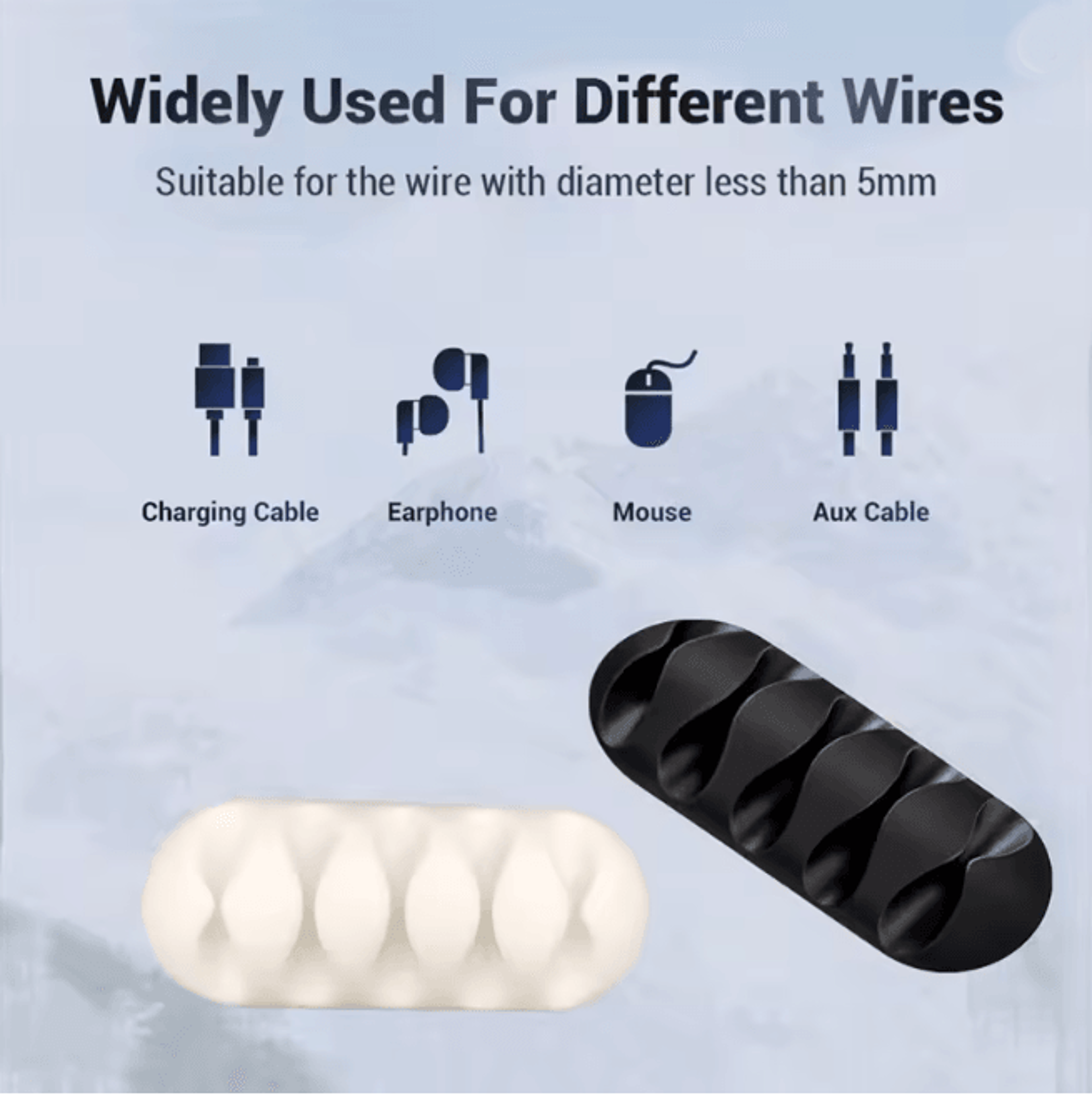 Round Silicone USB Cable Clip Adhesive Charger Cord Organizer For Desk 2