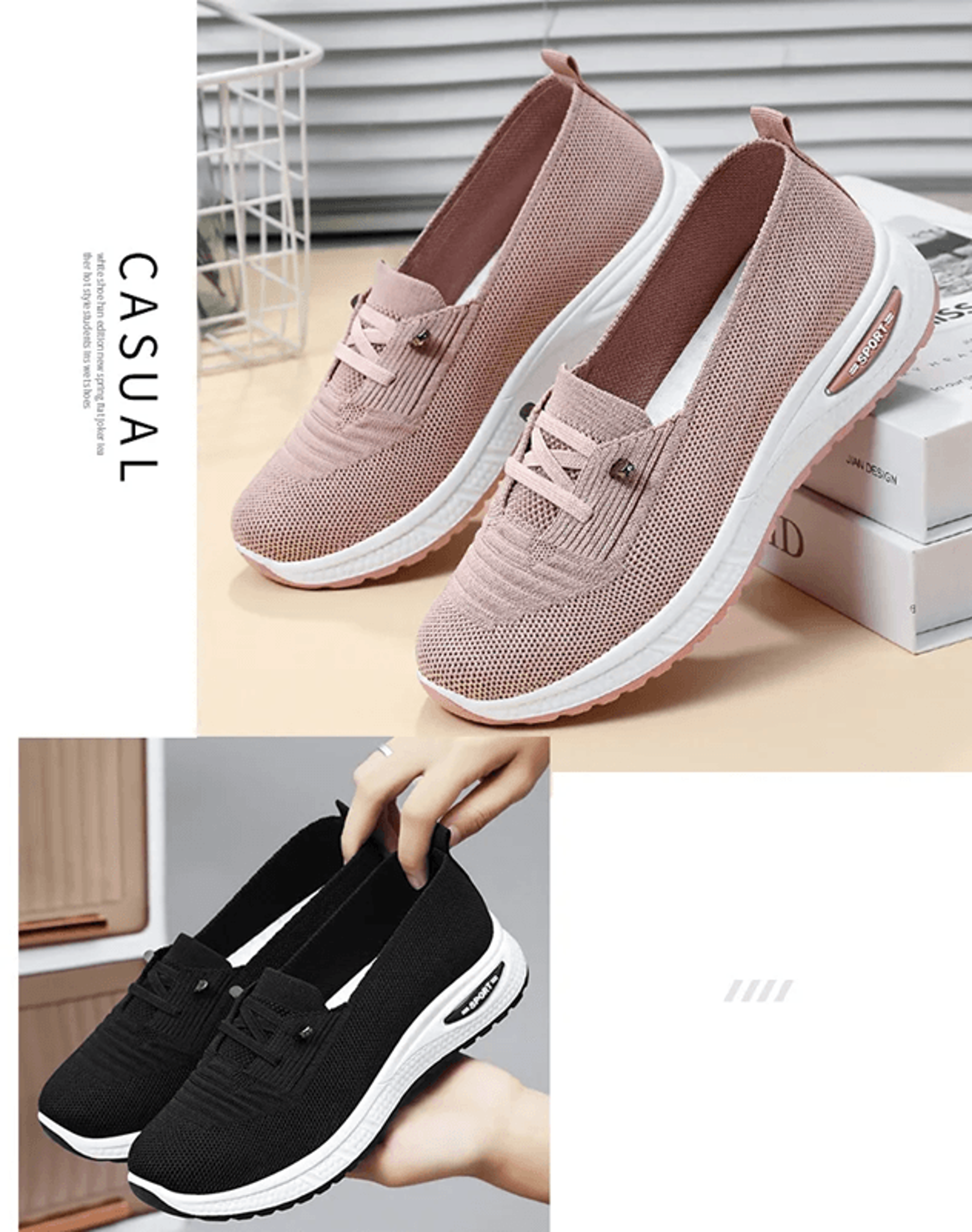 Womens Breathable Mesh Slip On Sneakers Orthopedic Platform Trainers 1