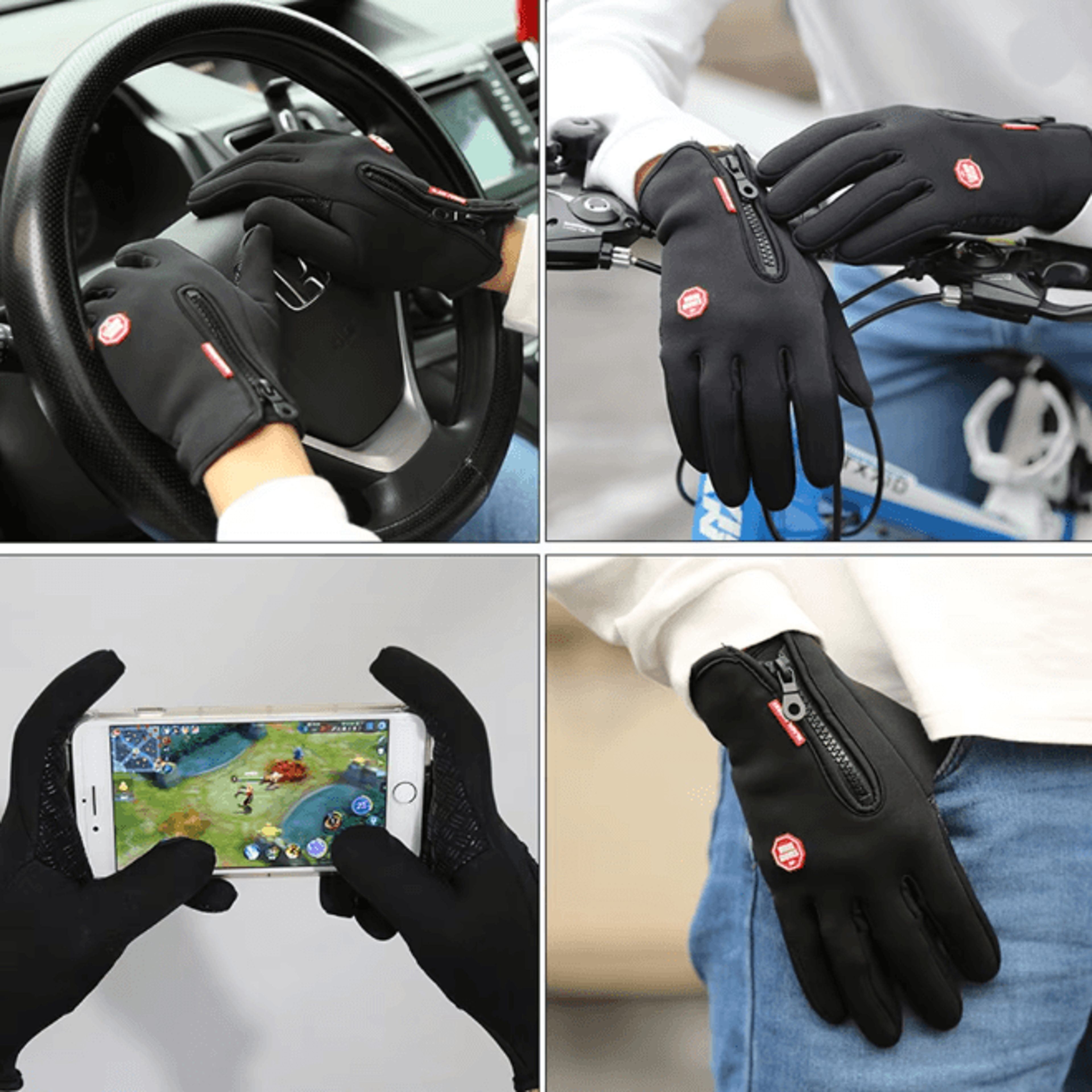 Winter Windproof Cycling Gloves Touch Screen Warm Fleece Motorcycle Gloves 2