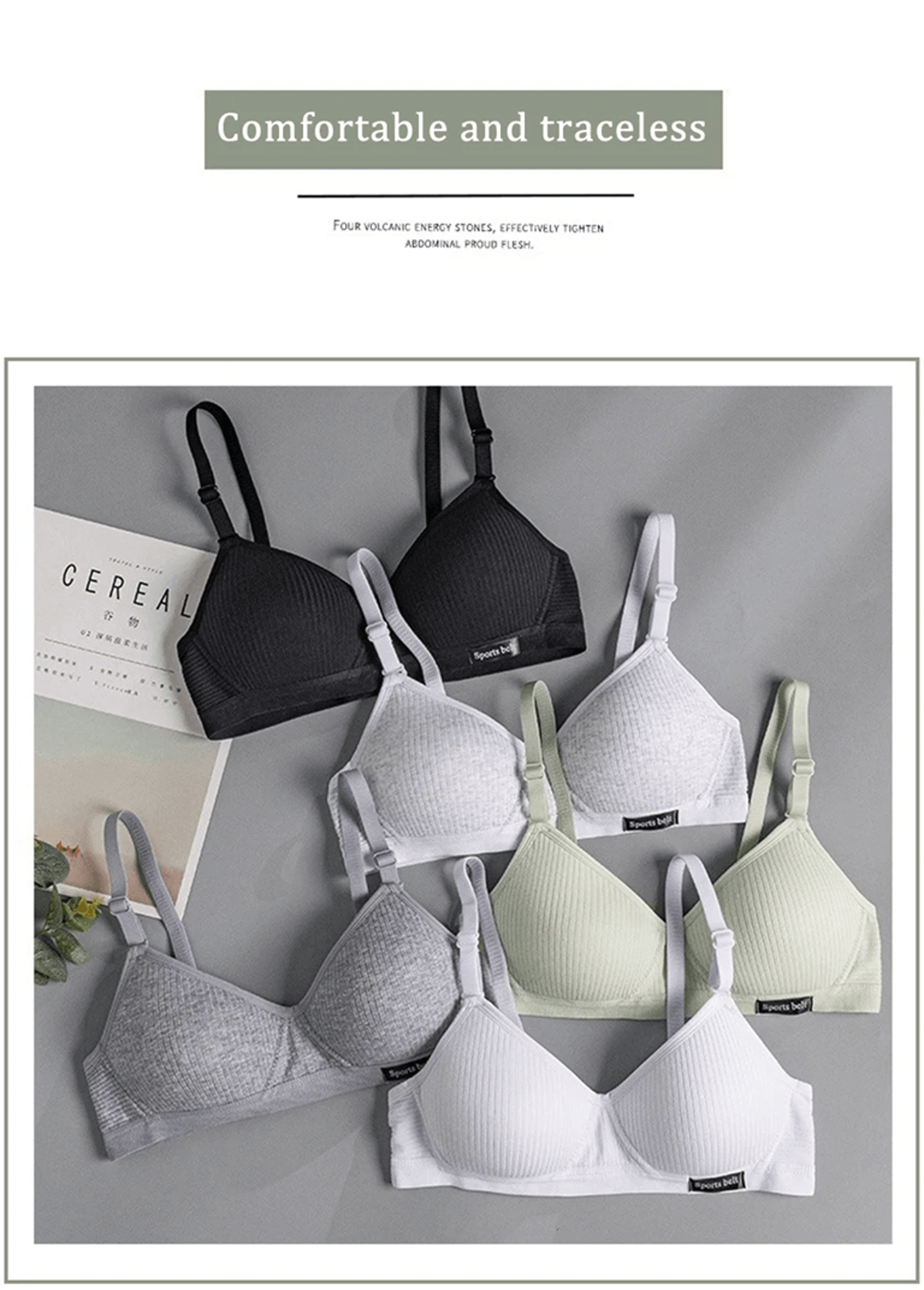 fallsweet cotton wireless bra seamless push up comfort bra for women