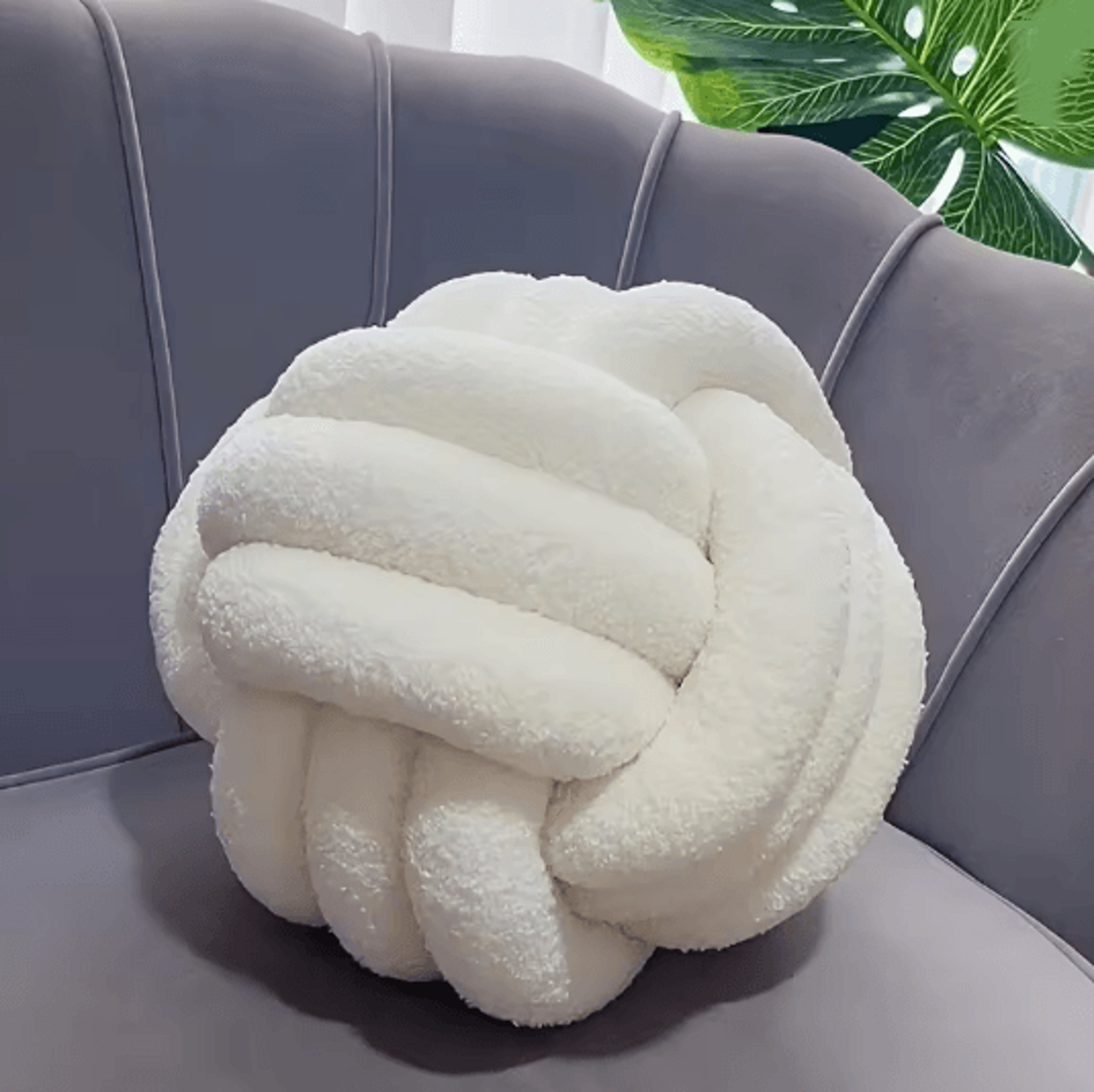 Round Knot Throw Pillow Soft Knotted Ball Cushion For Sofa And Bed 1