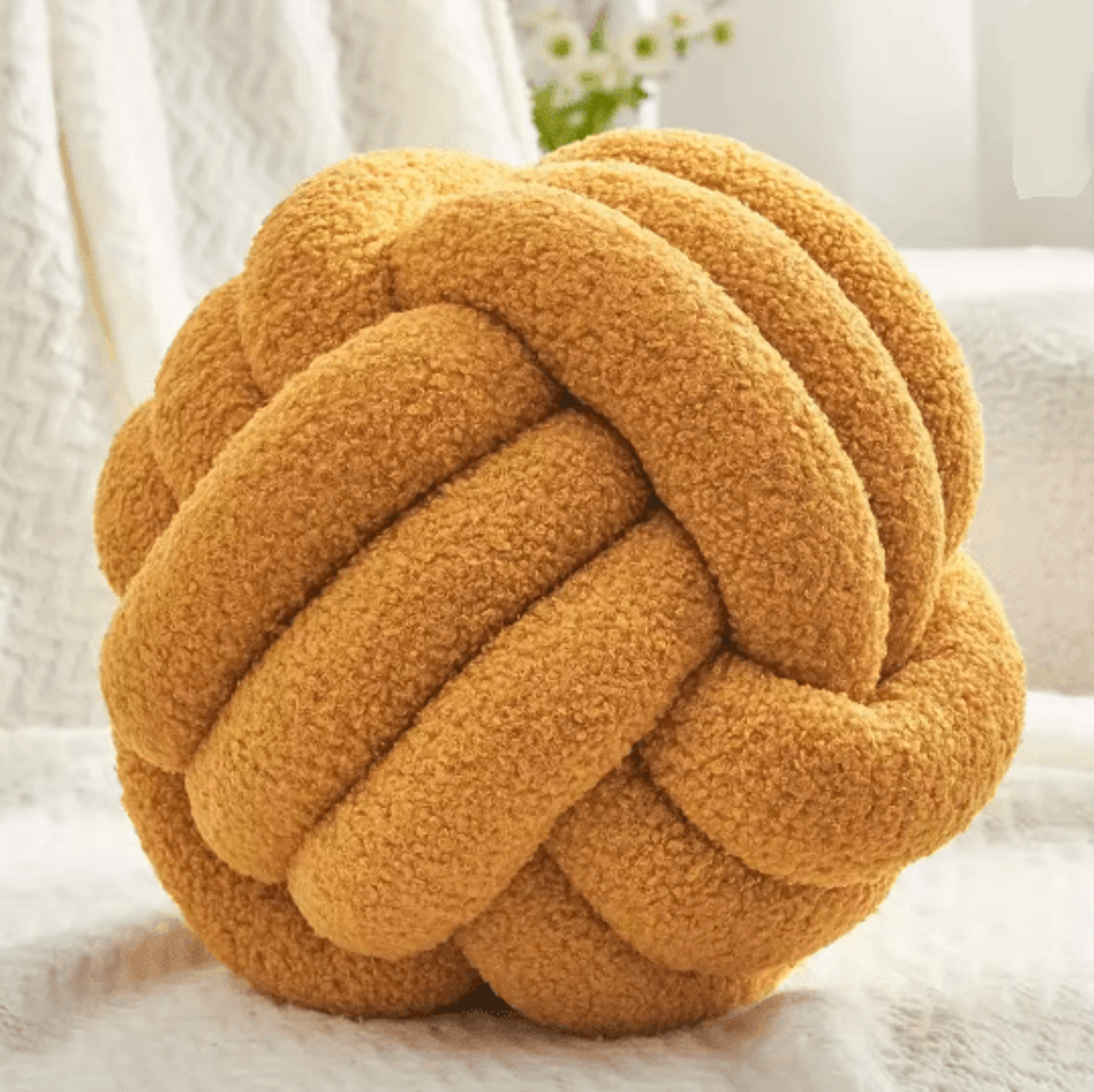 Round Knot Throw Pillow Soft Knotted Ball Cushion For Sofa And Bed 5