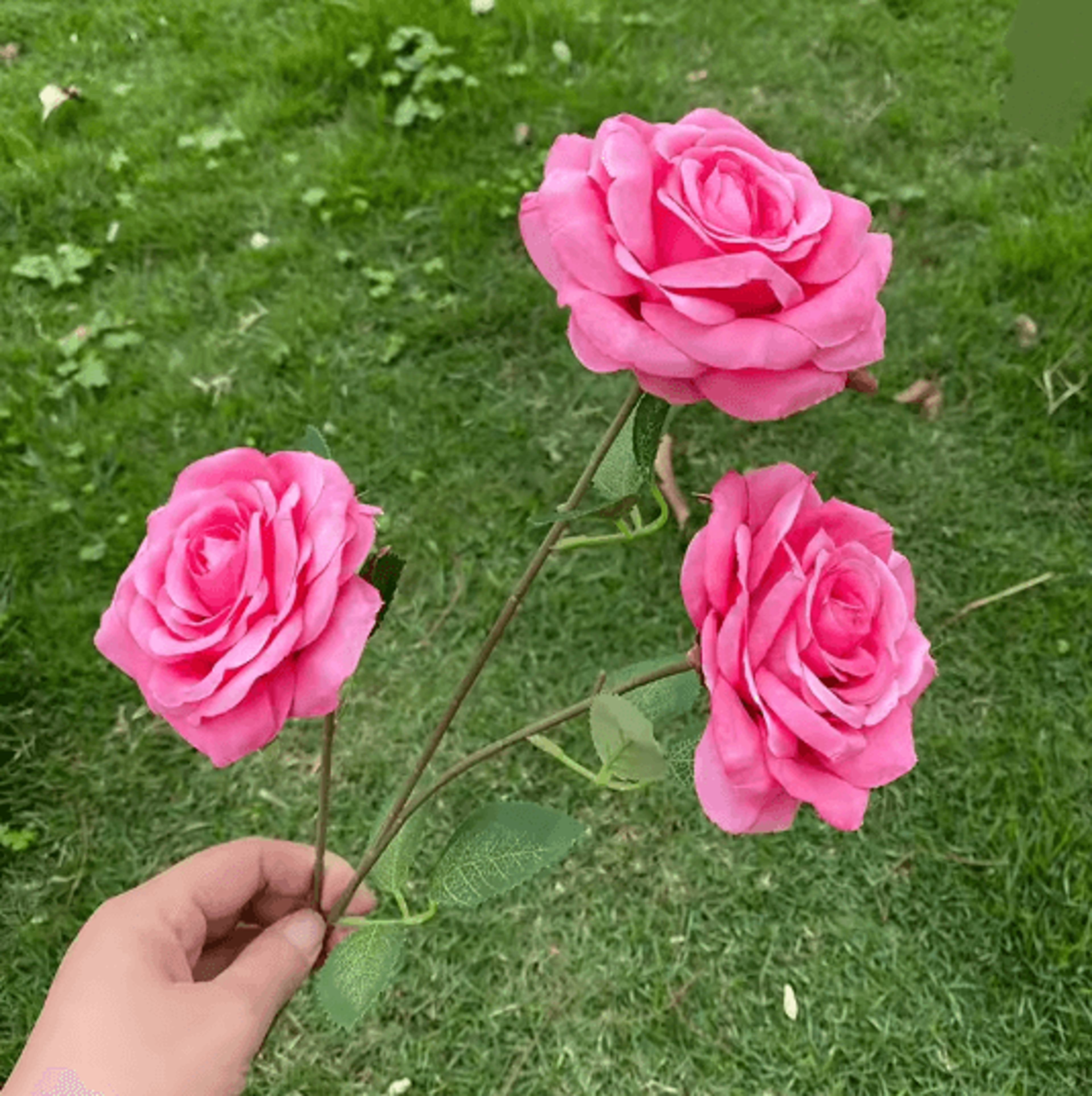 Hot Pink Artificial Rose And Hydrangea Wedding Floral Arrangement Set 6