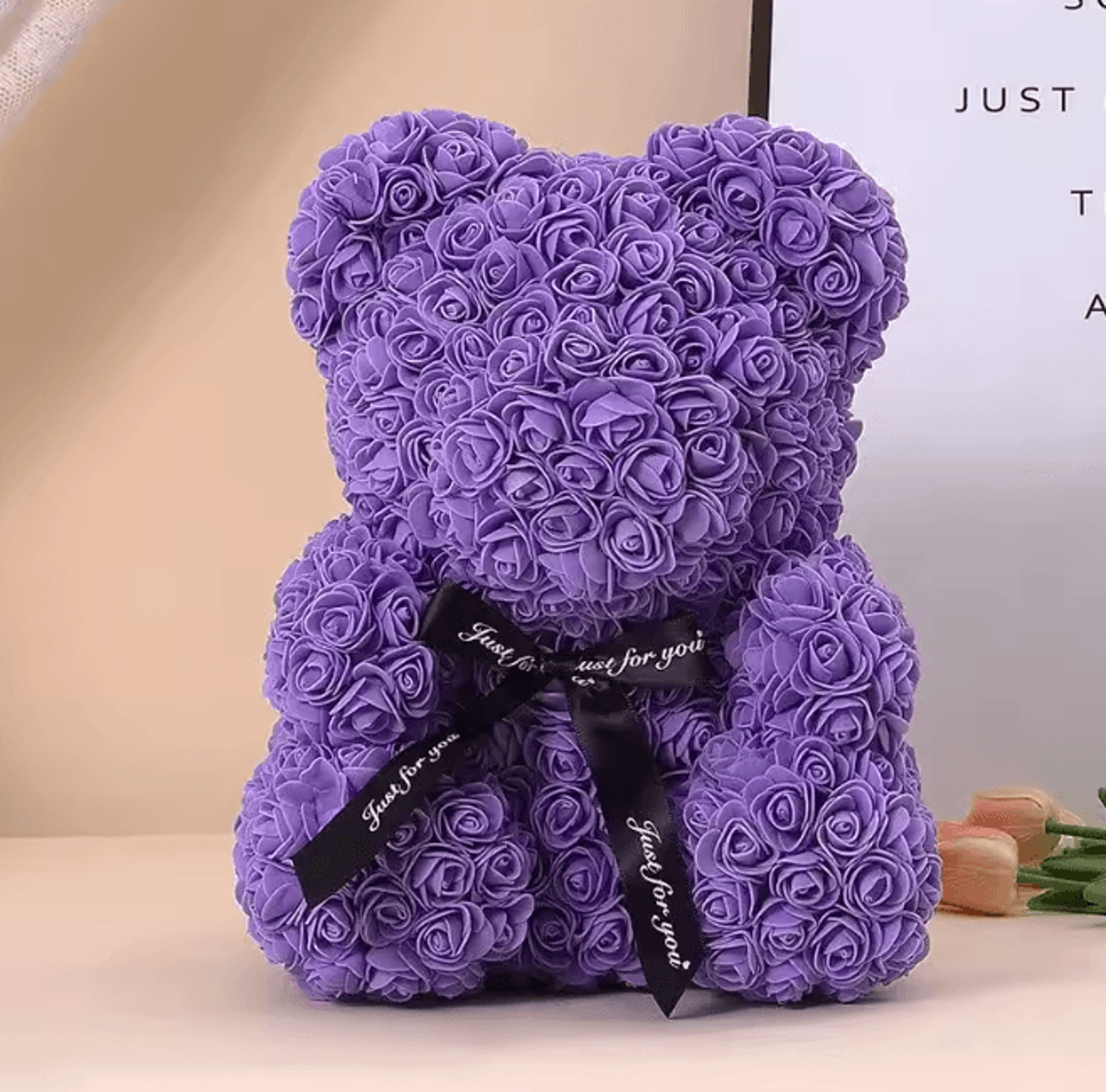 25cm Rose Teddy Bear Gift In Luxury Box Romantic Artificial Flower Bear For Her 13