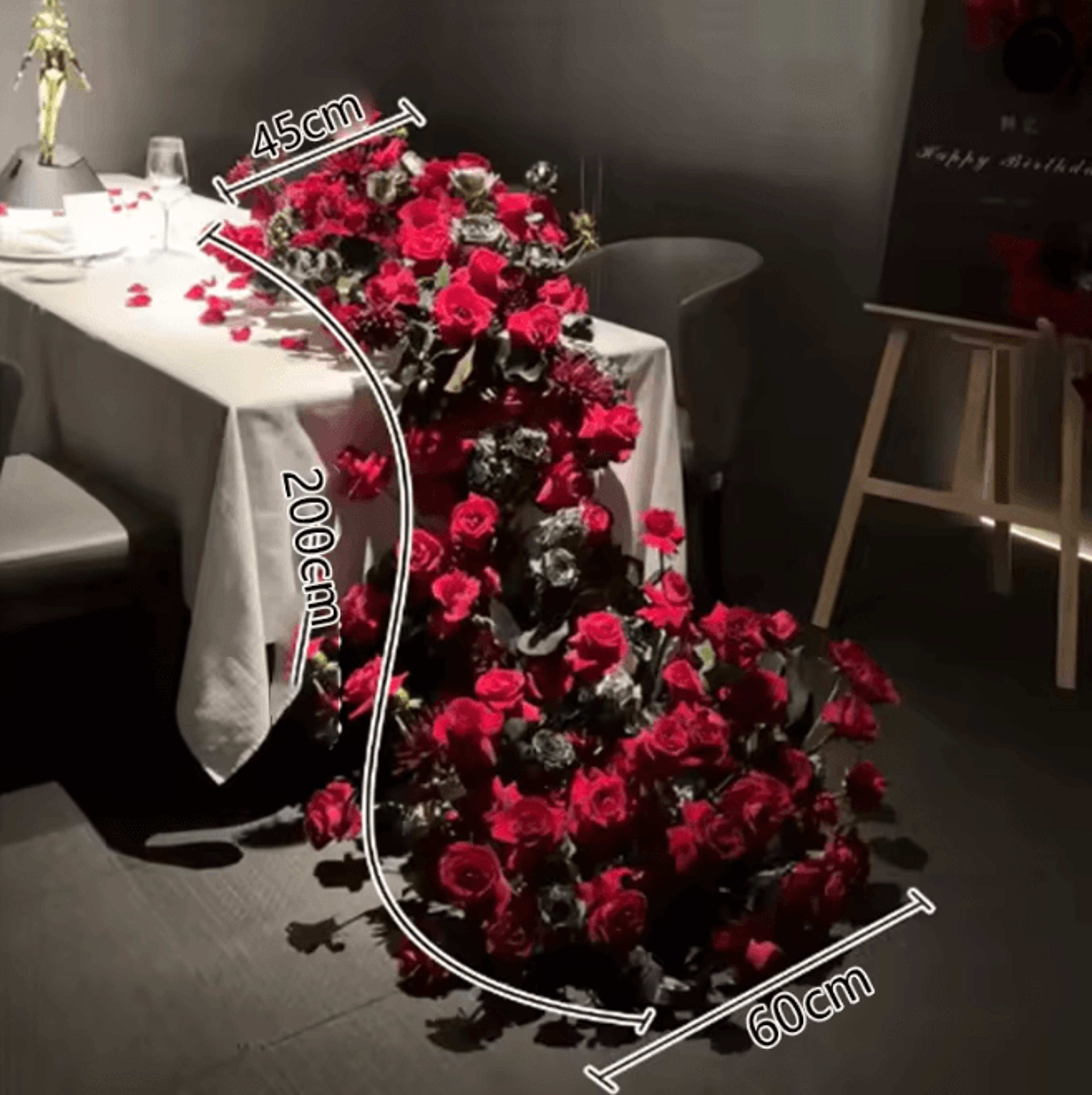 2m Red Rose Flower Garland Wedding Backdrop And Table Runner Decor 12