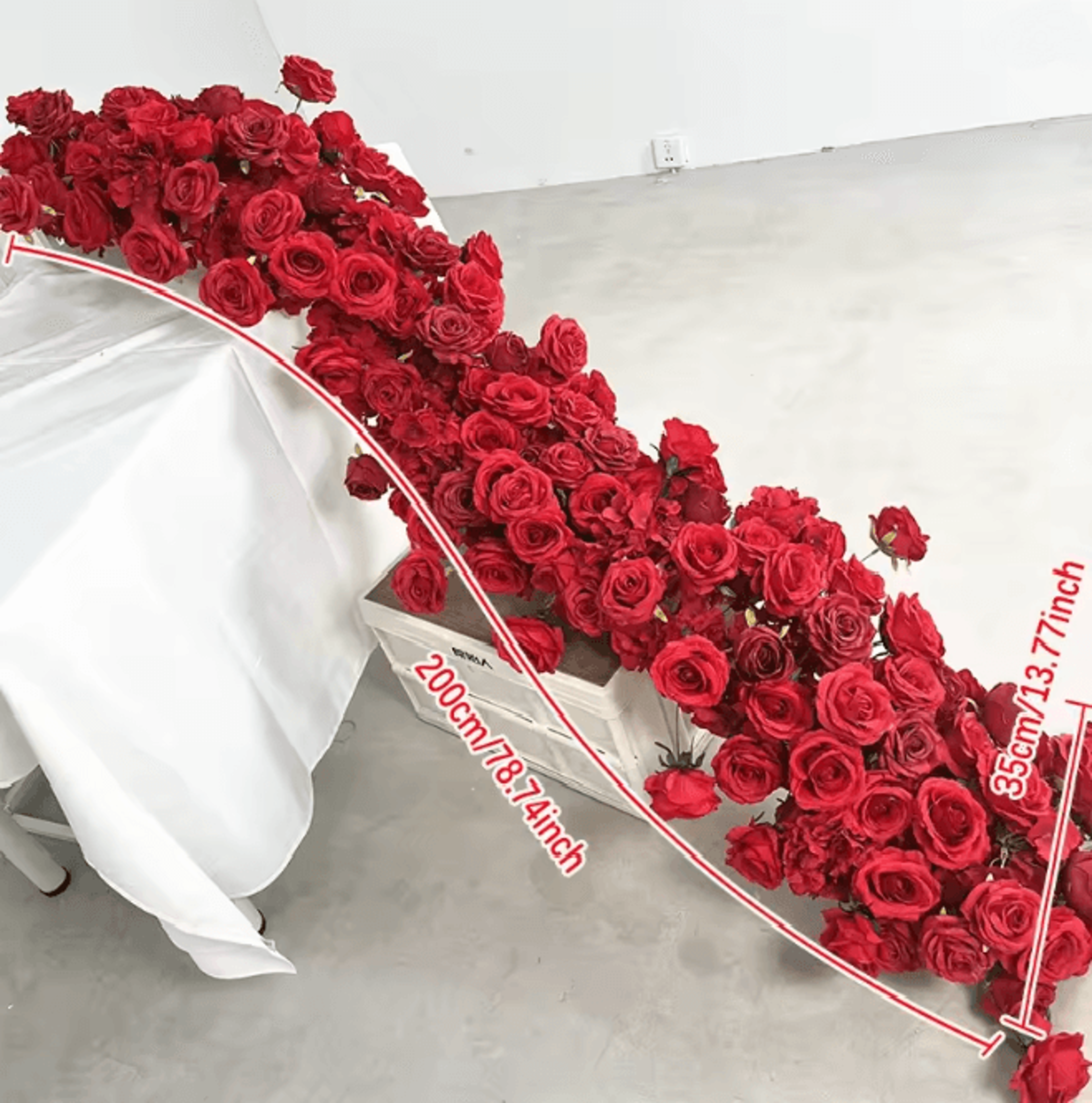 2m Red Rose Flower Garland Wedding Backdrop And Table Runner Decor 5