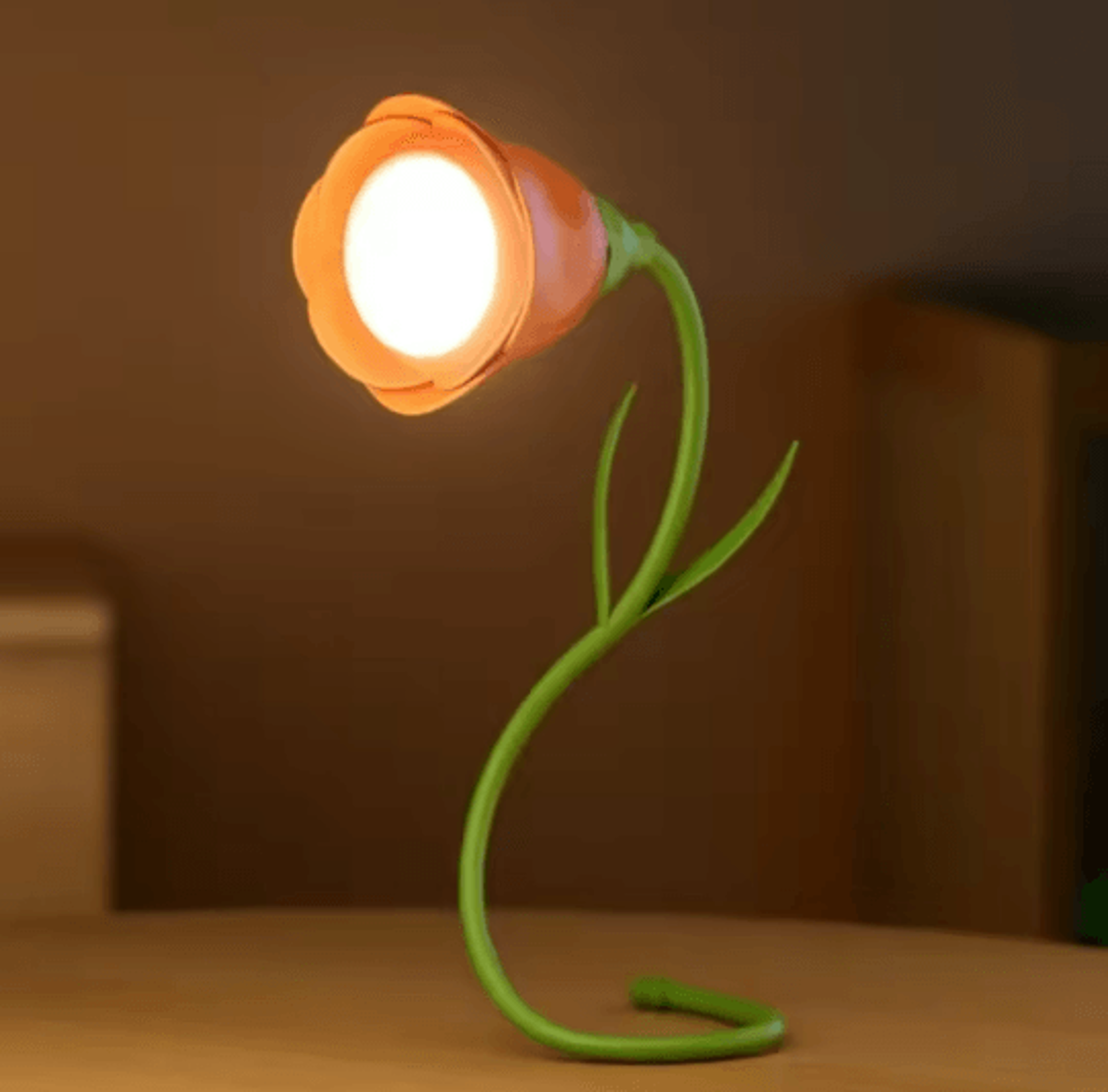 Rechargeable Rose LED Desk Lamp With Dimmable Bendable Flower Light 4