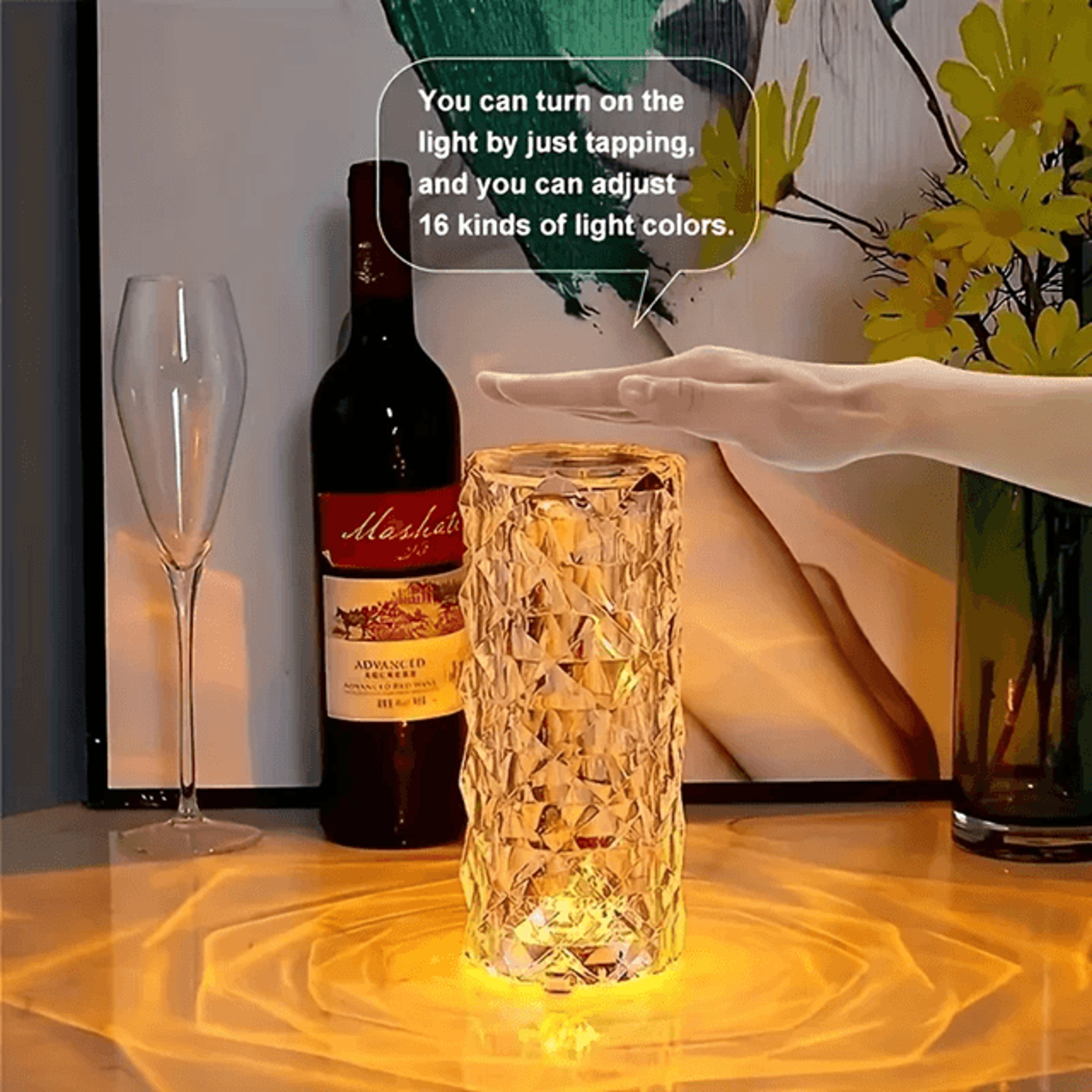 16 Color Crystal Rose RGB Touch Lamp USB Romantic LED Night Light 3