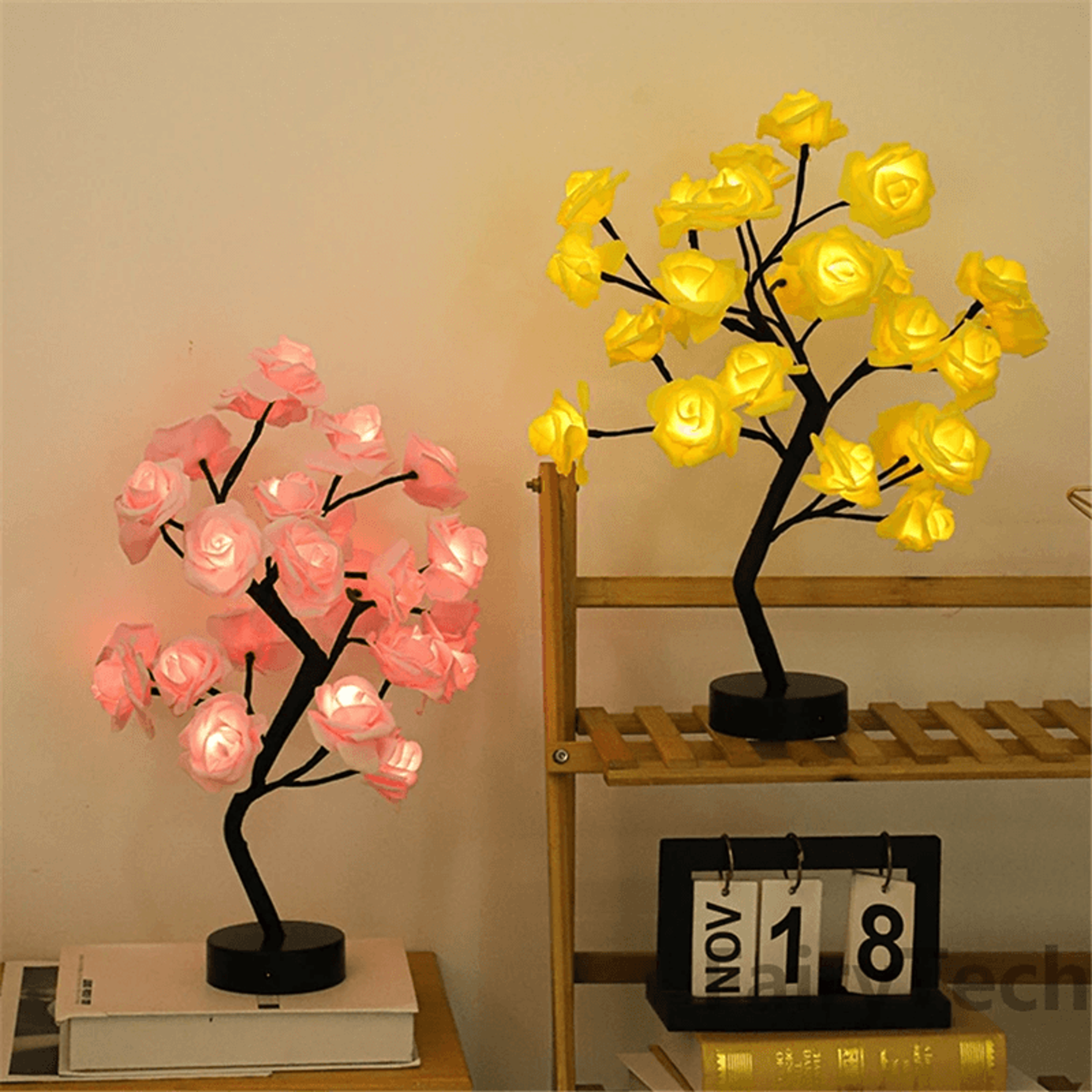 USB LED Rose Flower Table Lamp Romantic Fairy Night Light 1