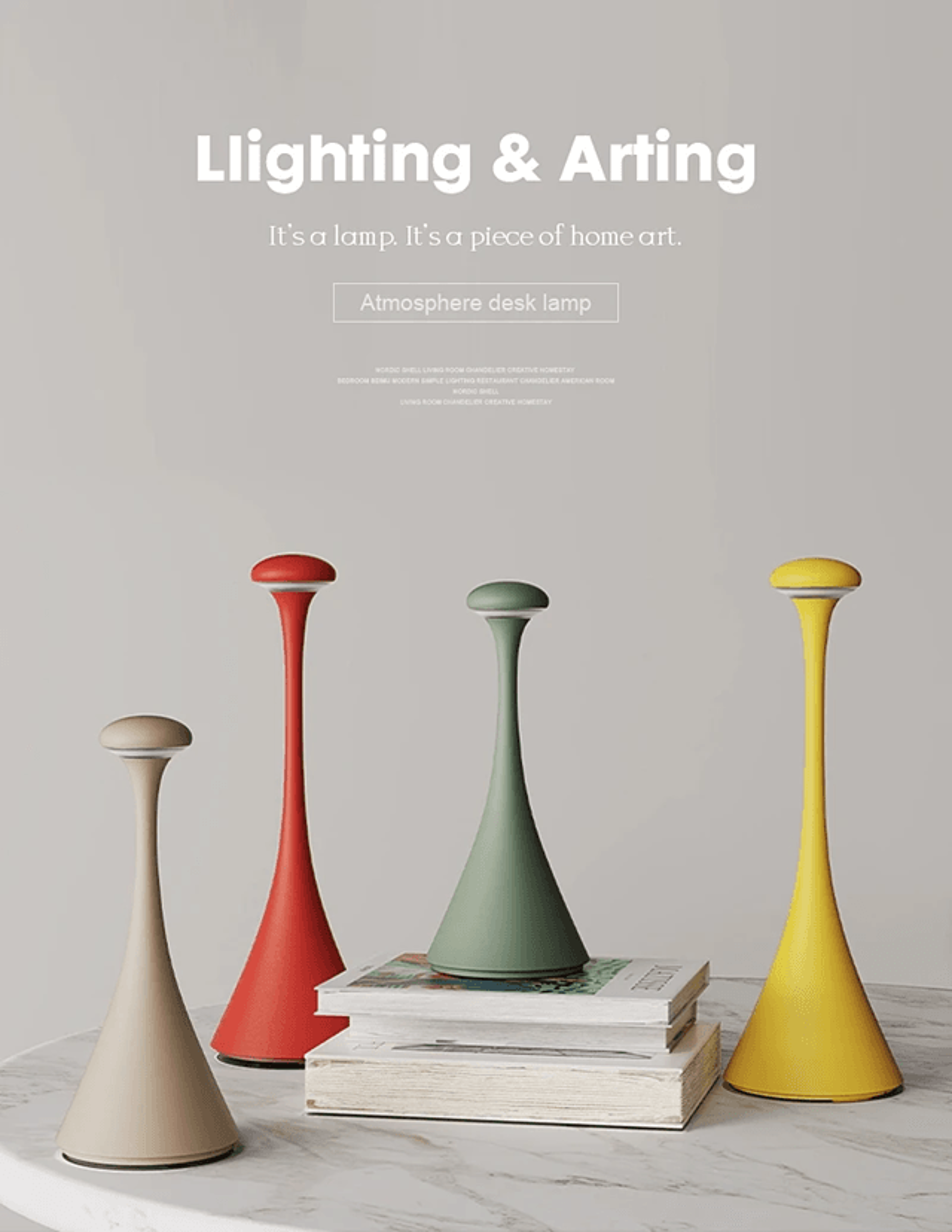 rechargeable portable led mushroom desk lamp with touch control