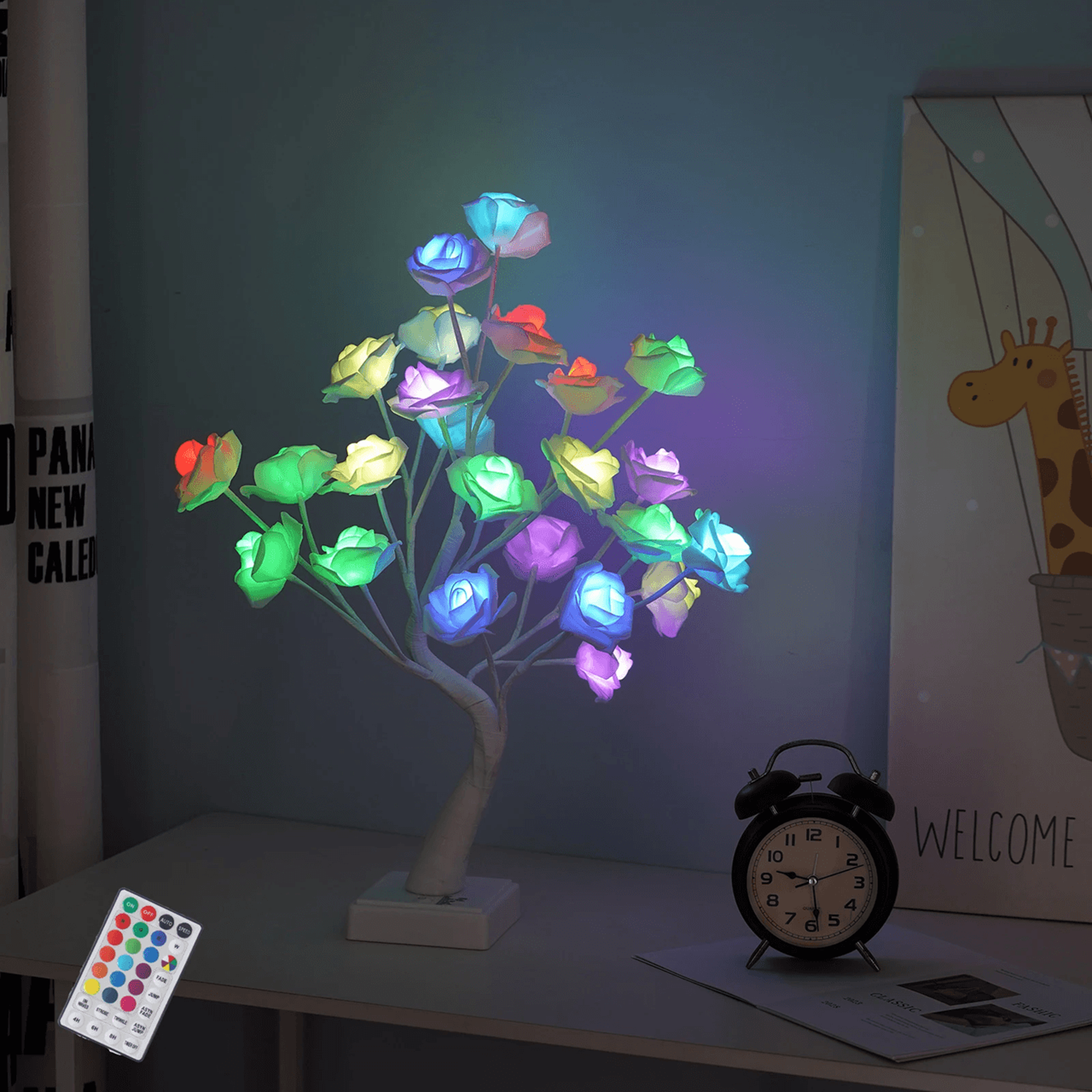 18 Color Rose Flower Tree Lamp LED Willow Bonsai Night Light 3