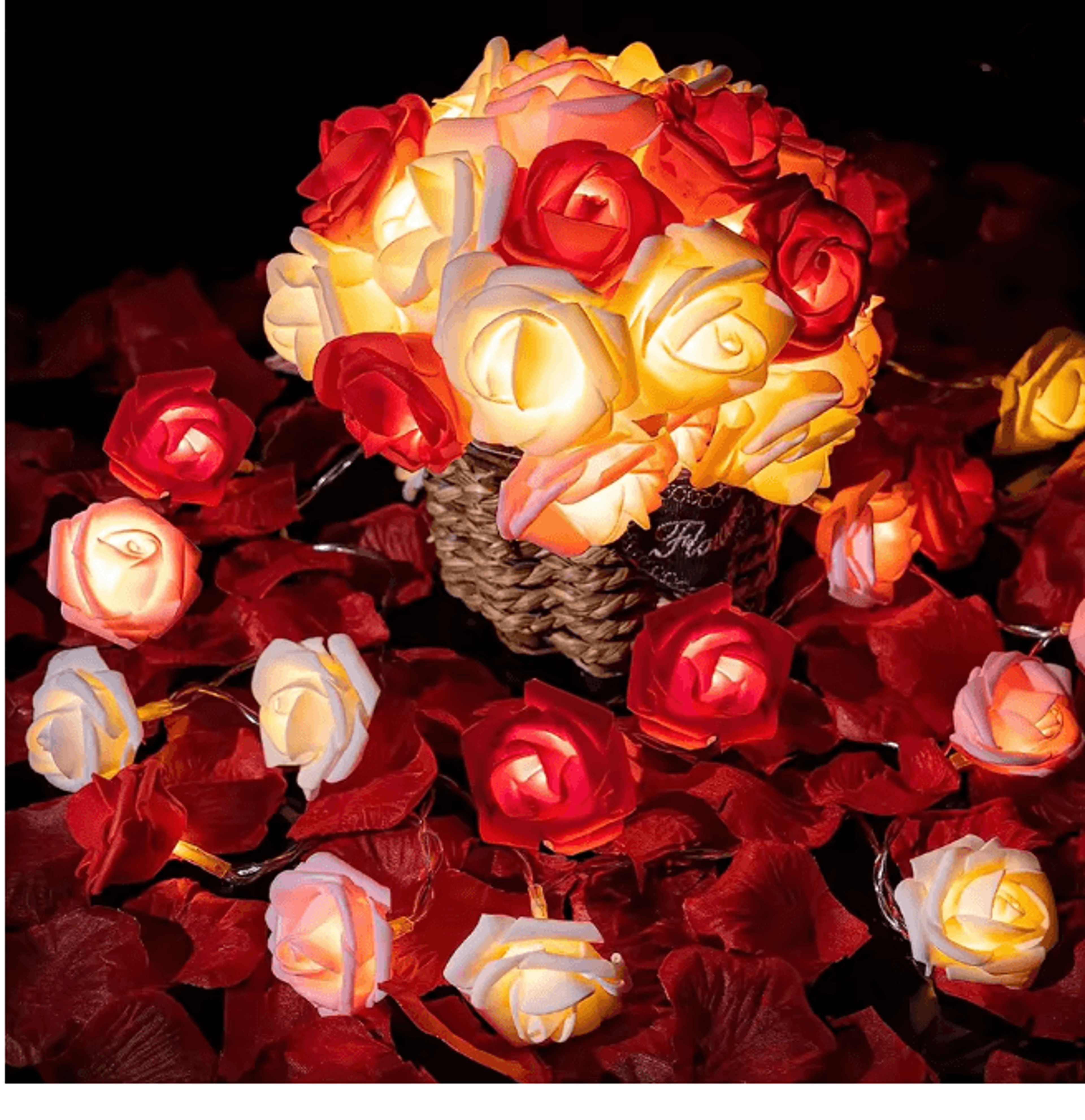 3M LED Rose String Lights Battery Operated Flower Garland Decor 8