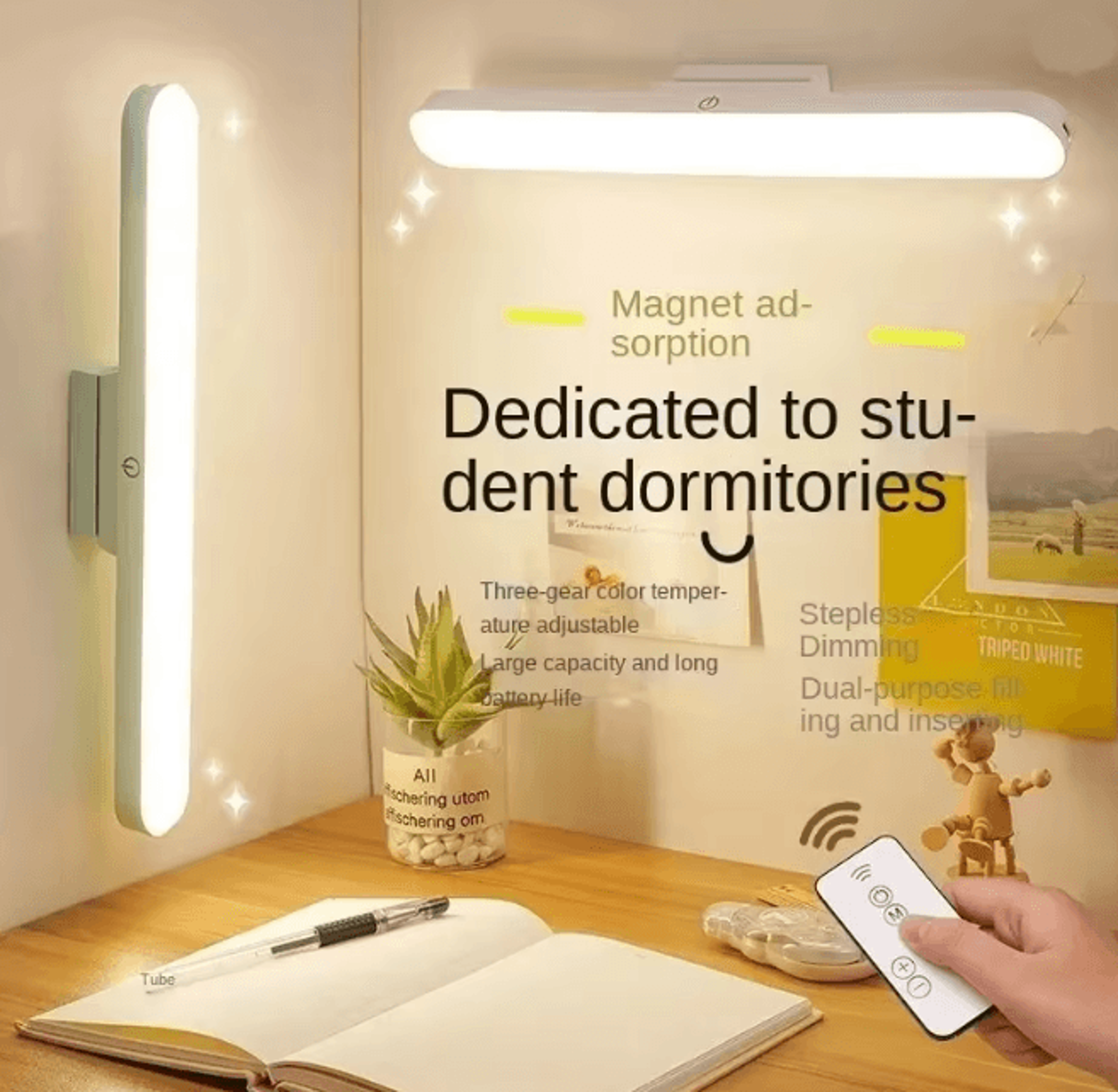 magnetic led desk lamp with remote usb rechargeable eye protection light
