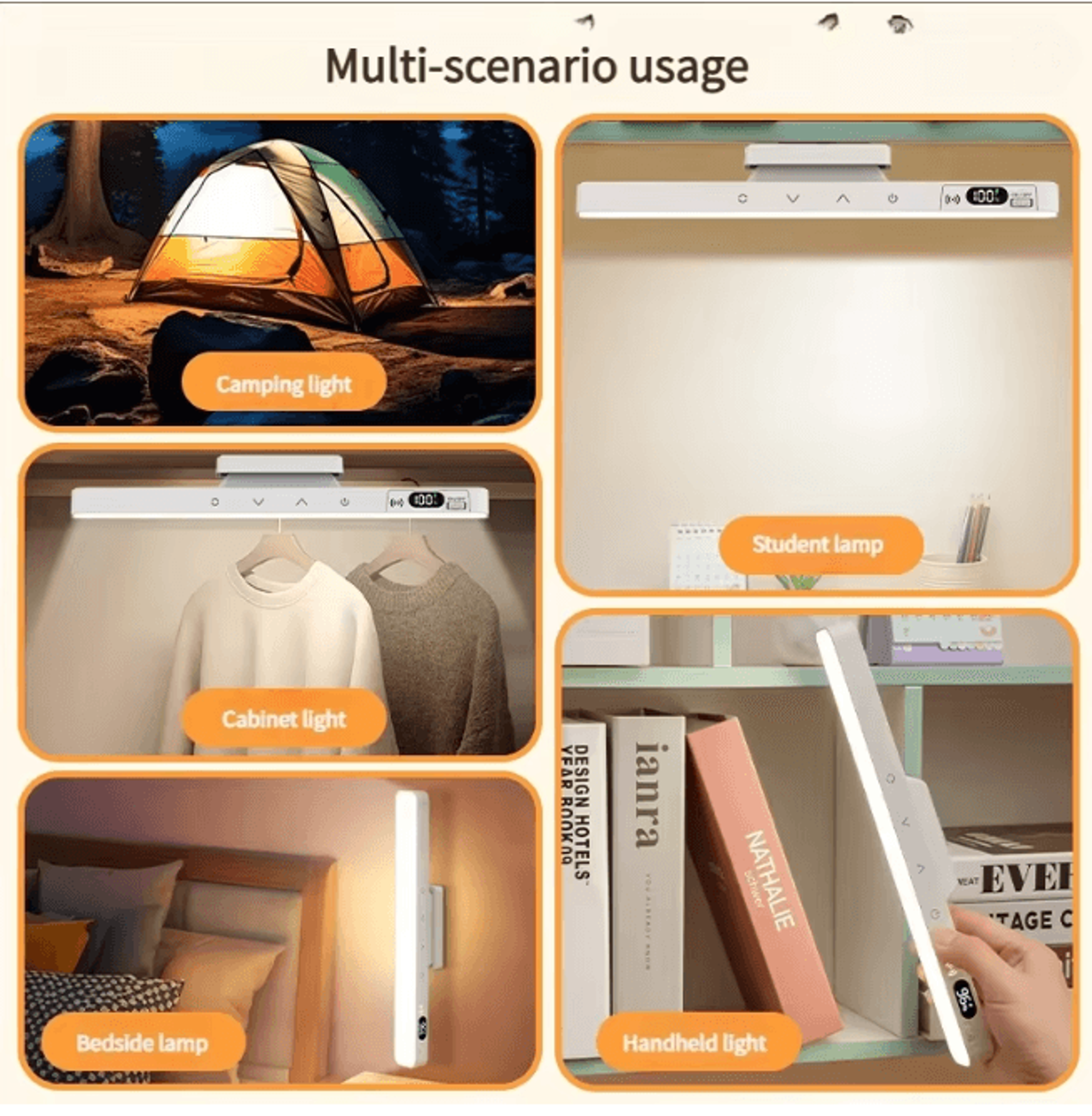 Magnetic Touch Table Lamp Rechargeable LED Desk Night Light 1