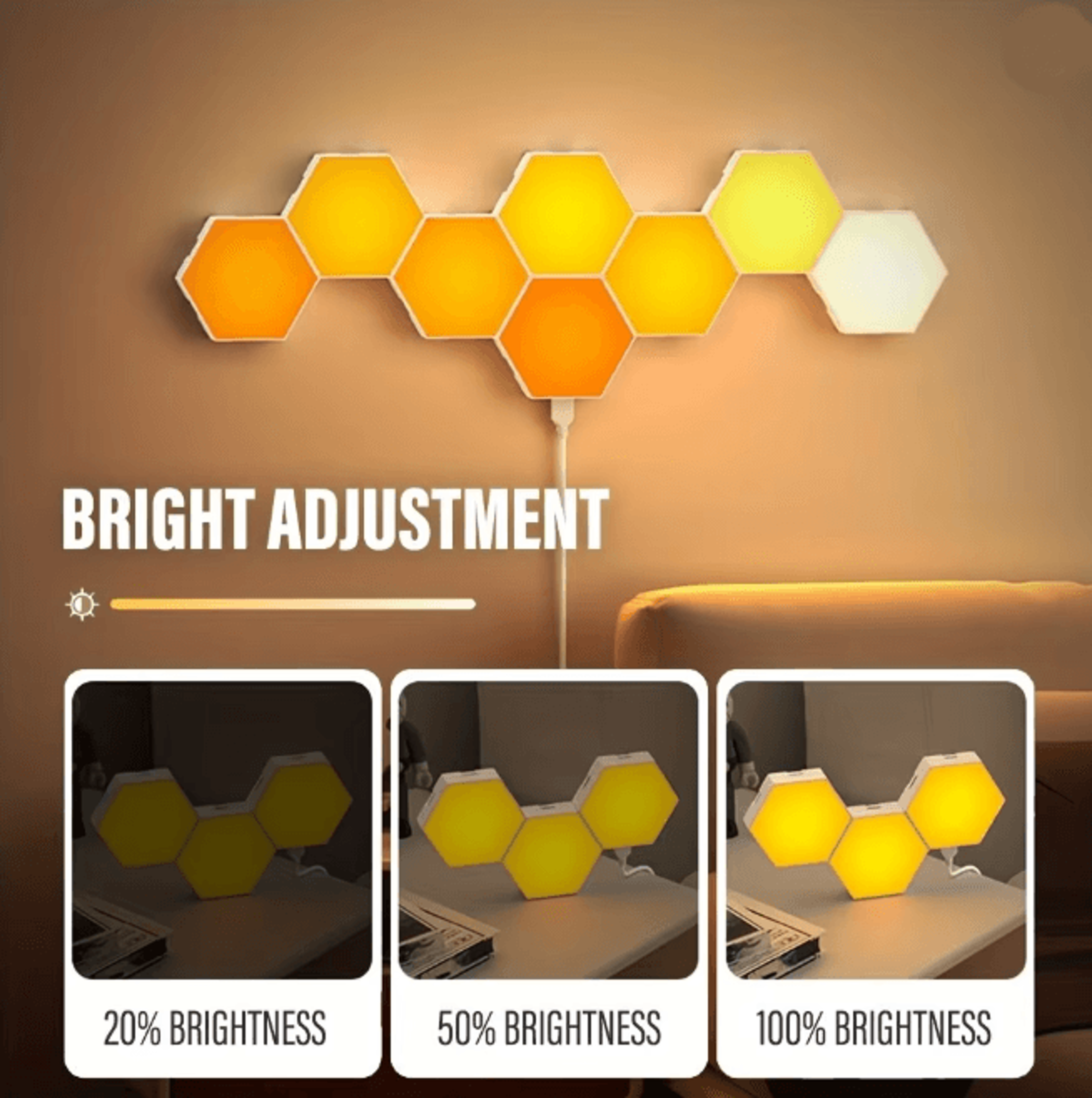 RGB Intelligent Hexagonal Wall Lamp Music Sync App Control Light Panels 1