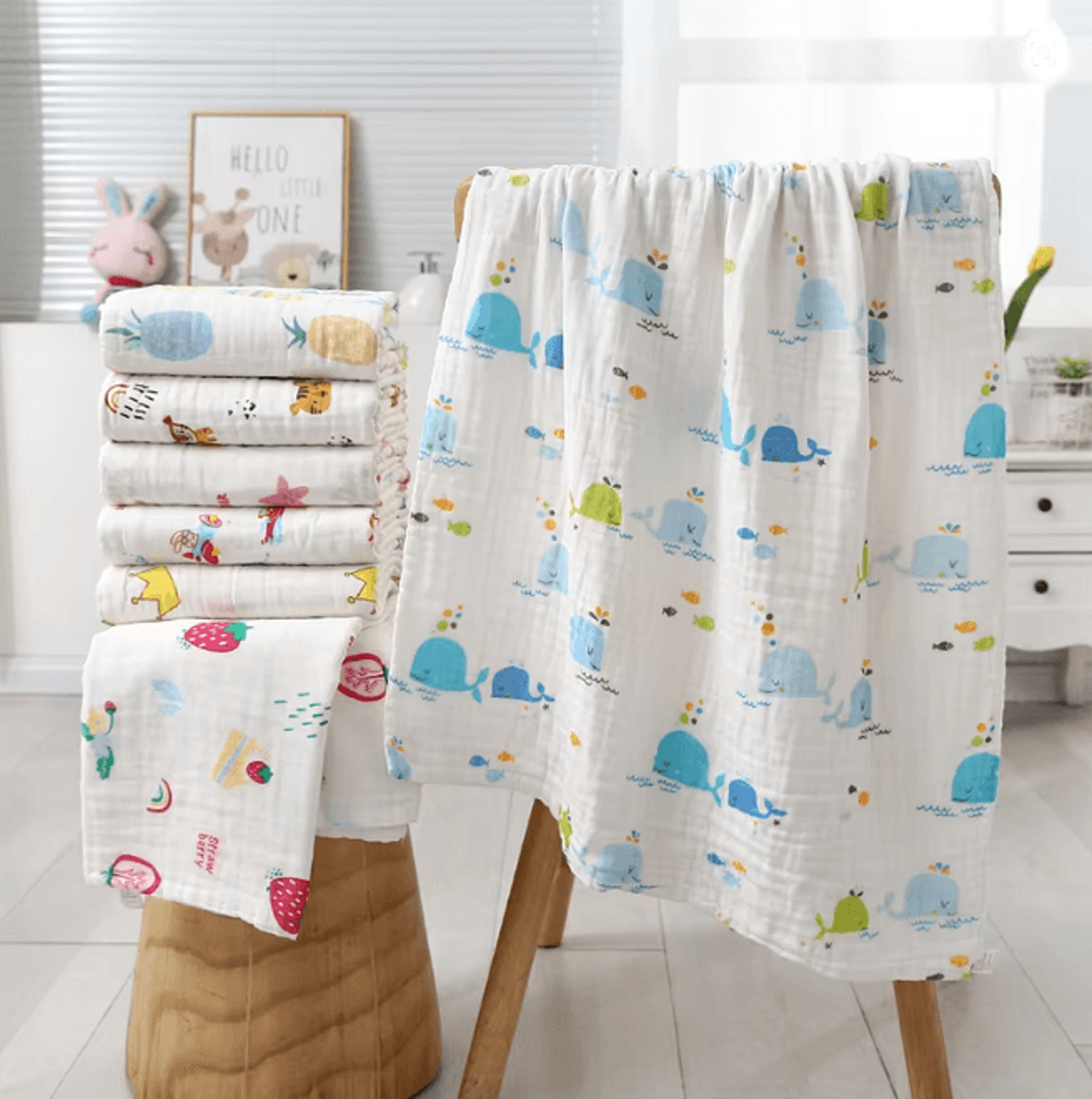PureGauze Cotton Baby Bath Towel Four Layer Muslin Swaddle Blanket 2