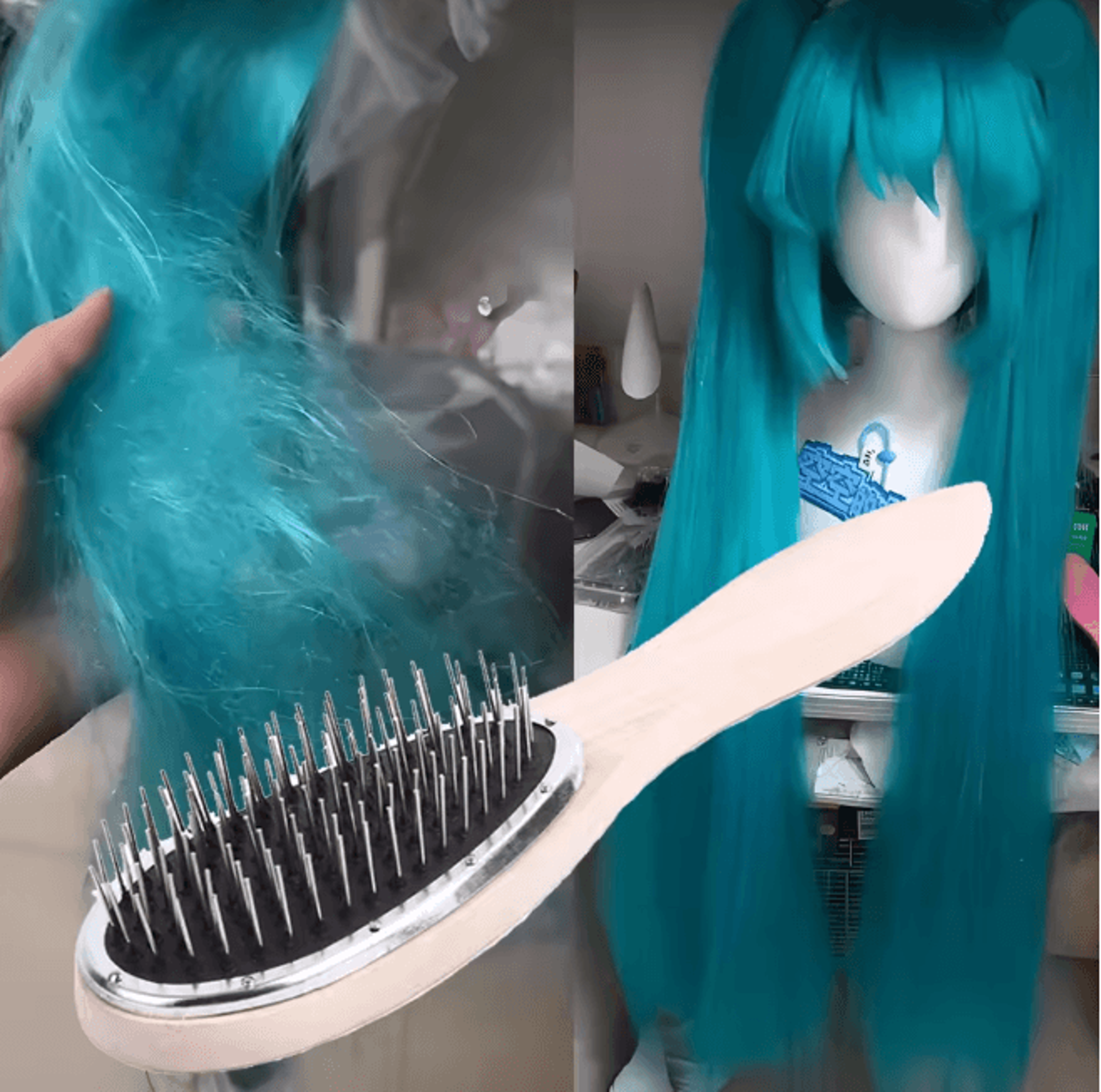 proglide anti static wig brush with steel comb teeth