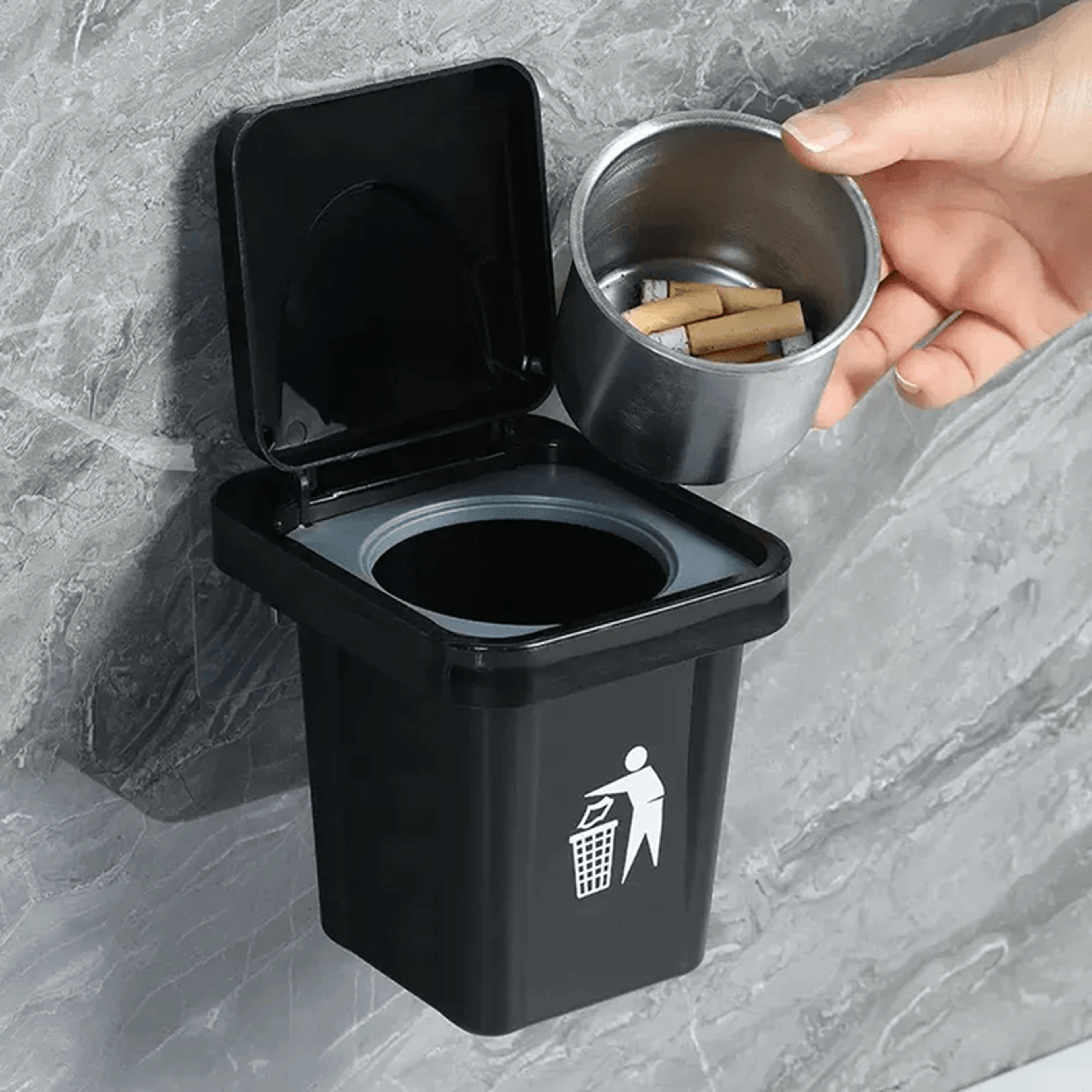 Wall Mounted Ashtray With Hole Free Adhesive Design 2
