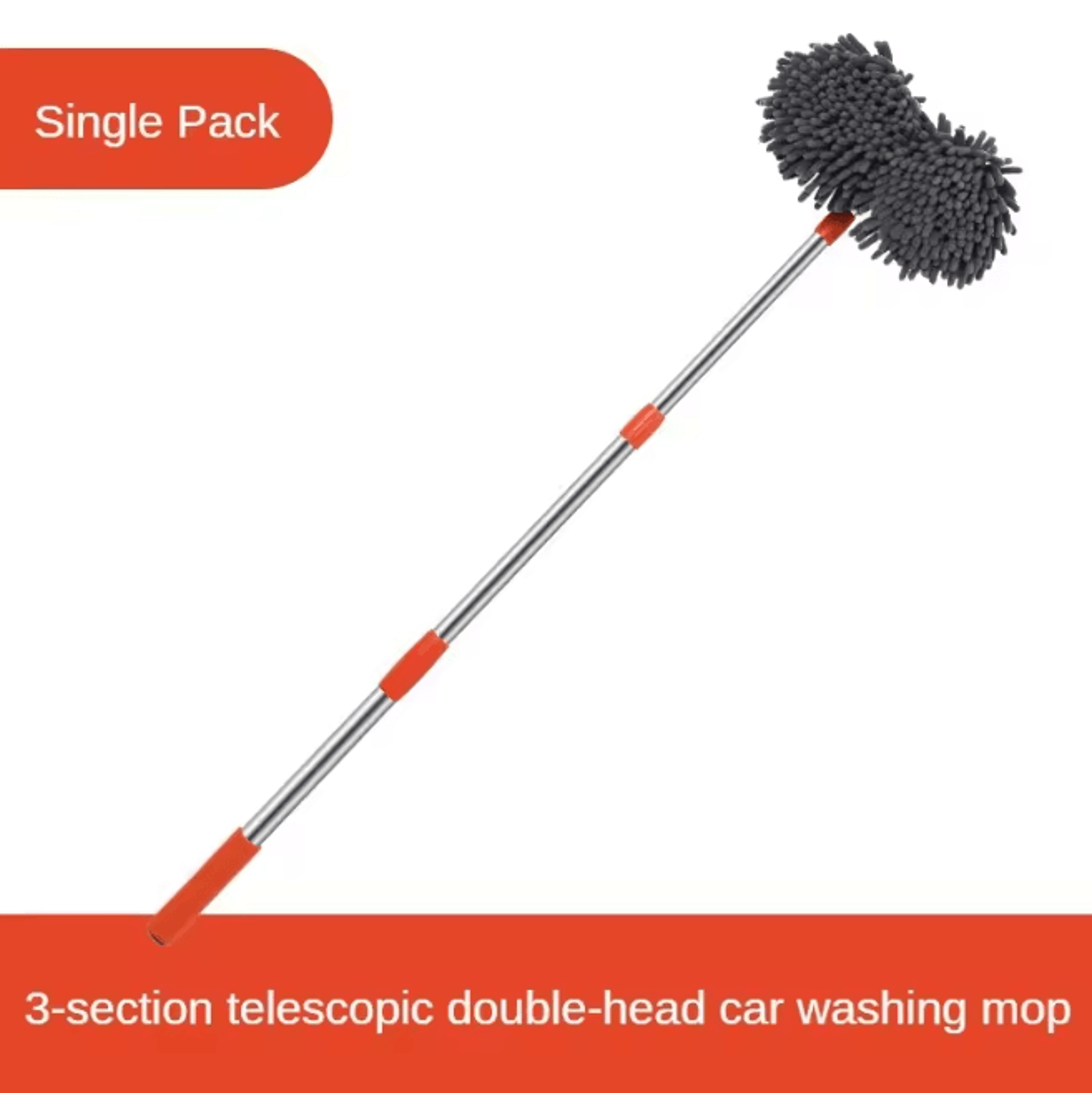 LEIBOO Chenille Car Wash Mop With Telescopic Handle And Double Brush Head 3