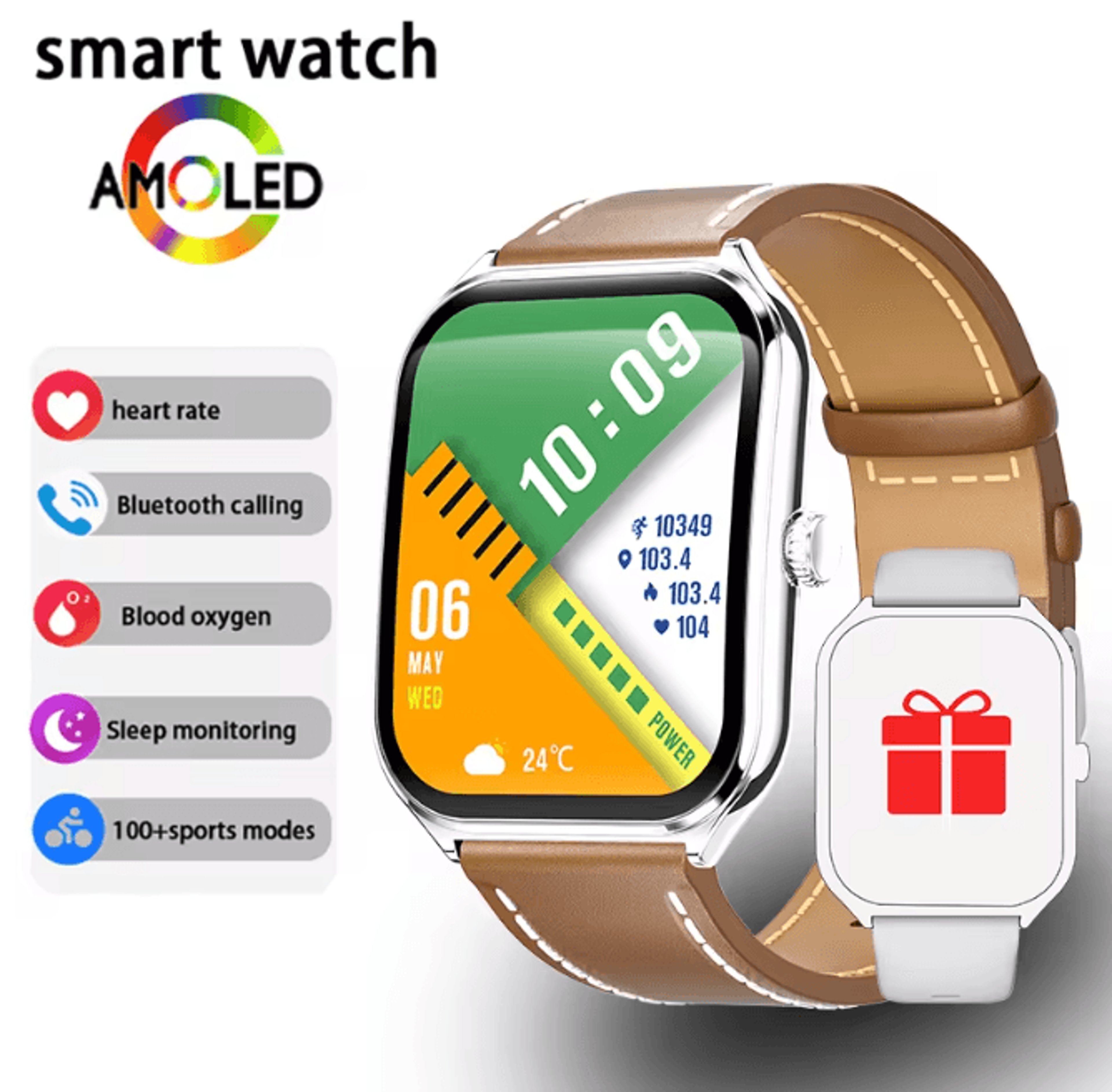 UltraSlim AMOLED Smart Watch With Always On Display And Call Reminder 7