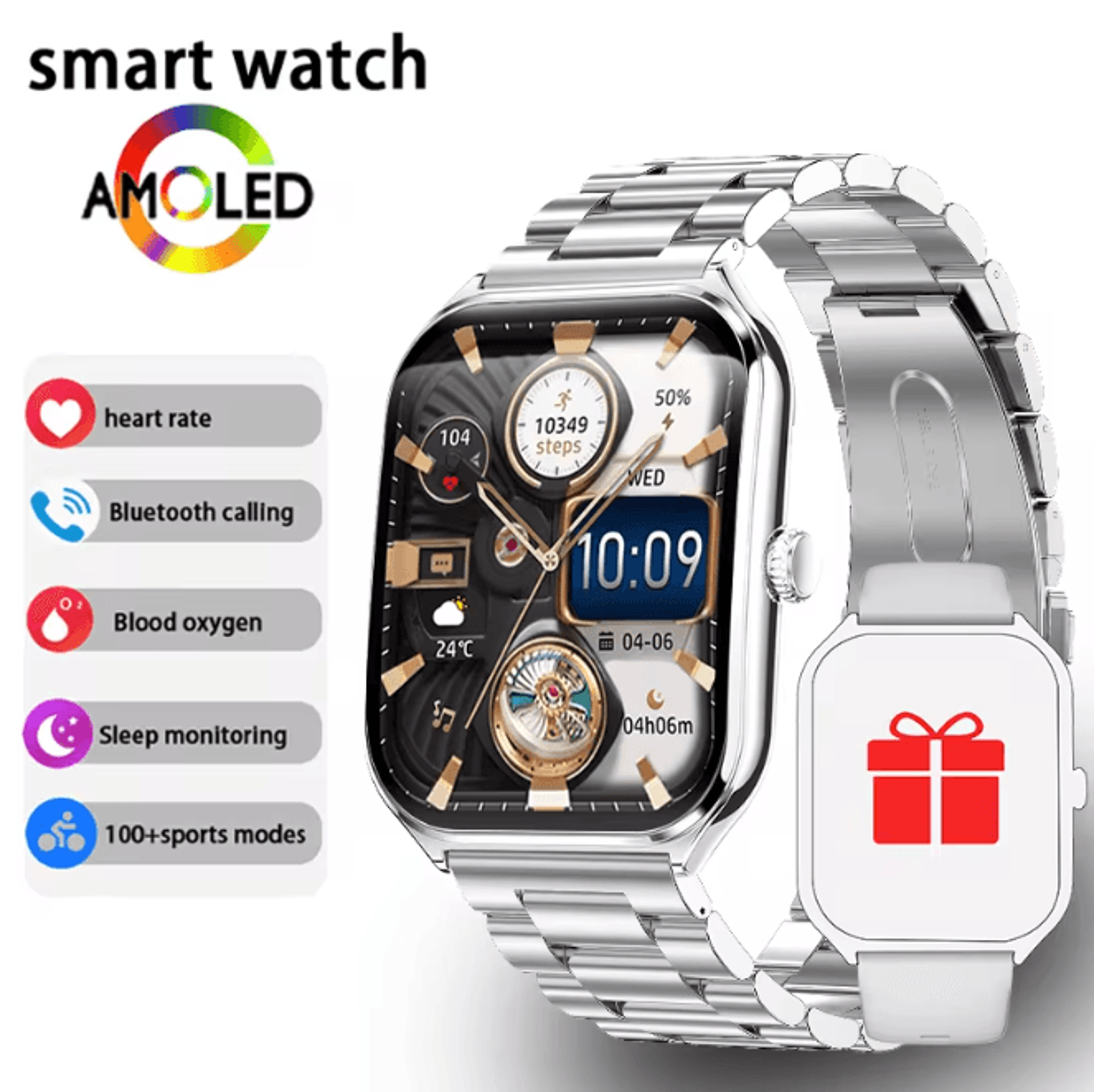 UltraSlim AMOLED Smart Watch With Always On Display And Call Reminder 11