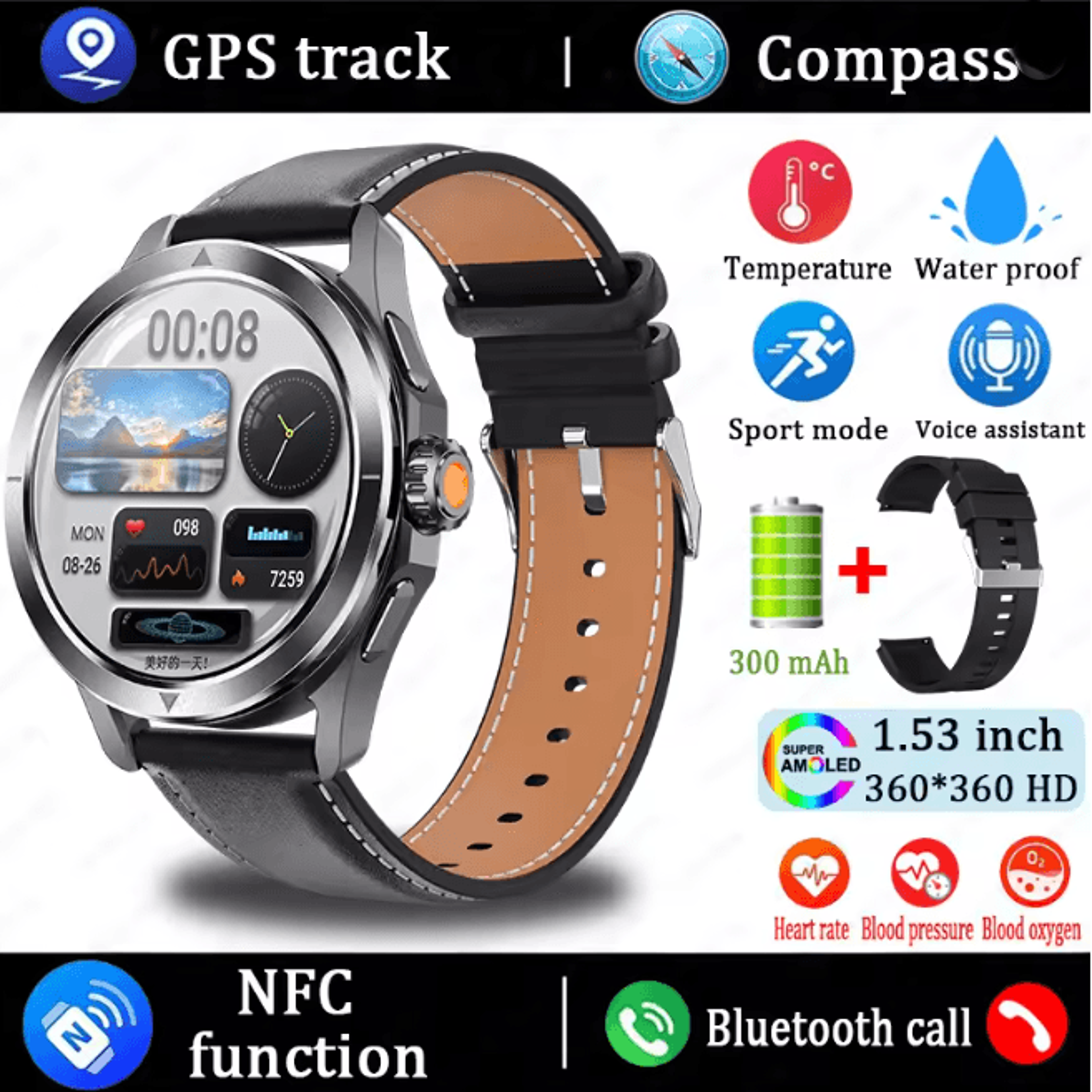 S4 Ultra GPS Smart Watch With AMOLED Display And Bluetooth Calling 5