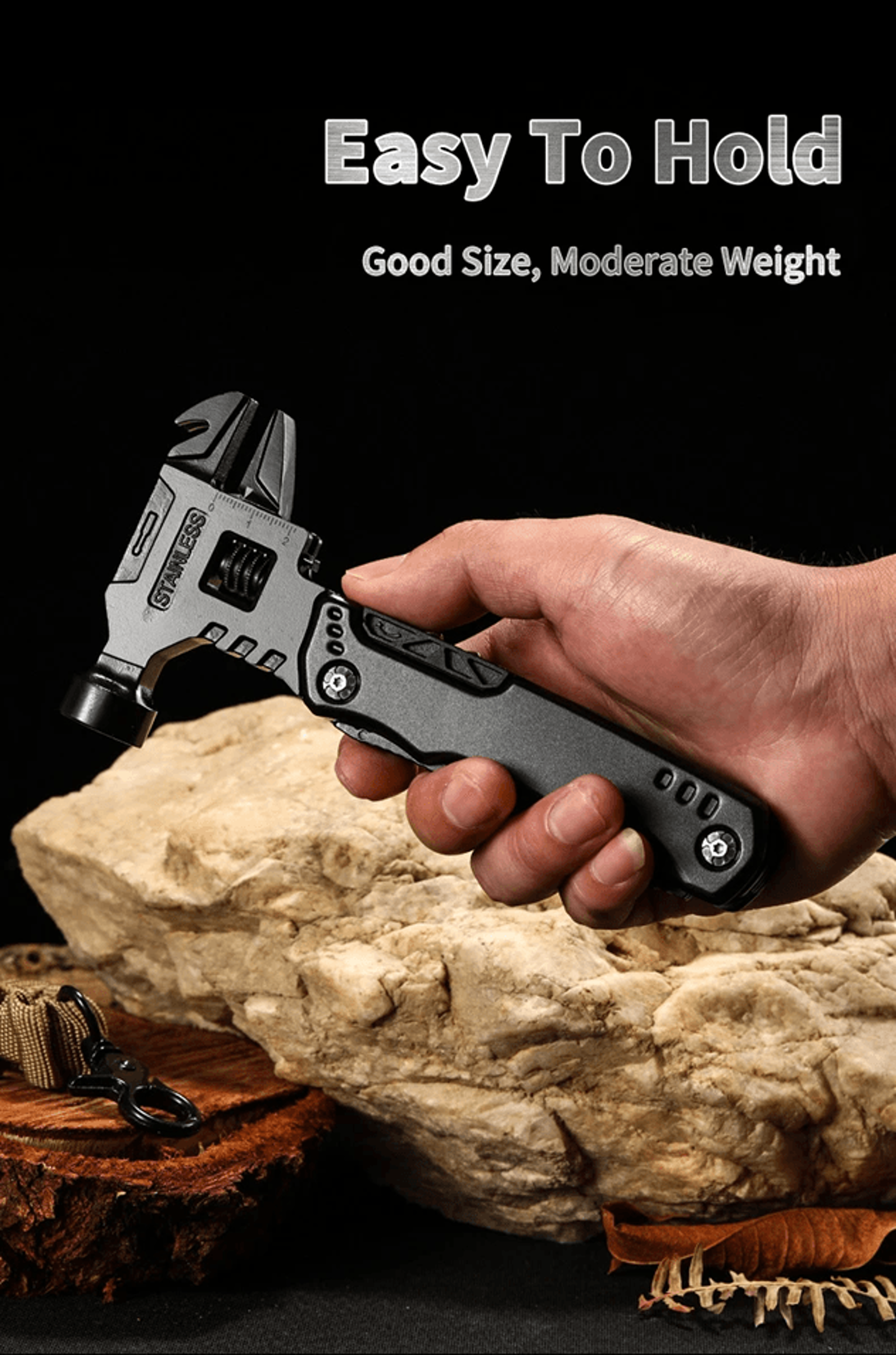 Multifunctional Camping Survival Multi Tool Hammer Wrench Knife 0