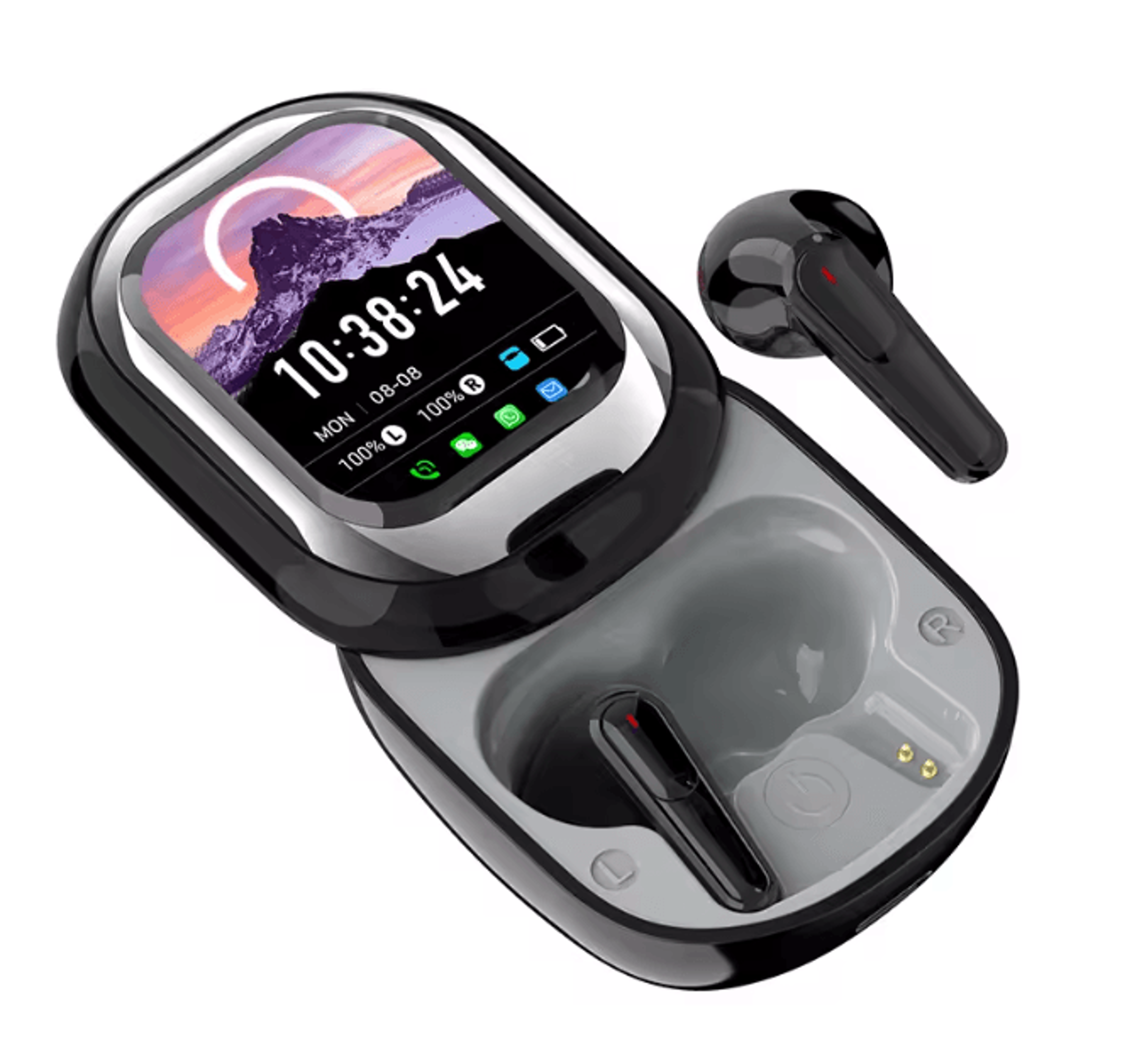 se one smart touch screen wireless earbuds with led display case