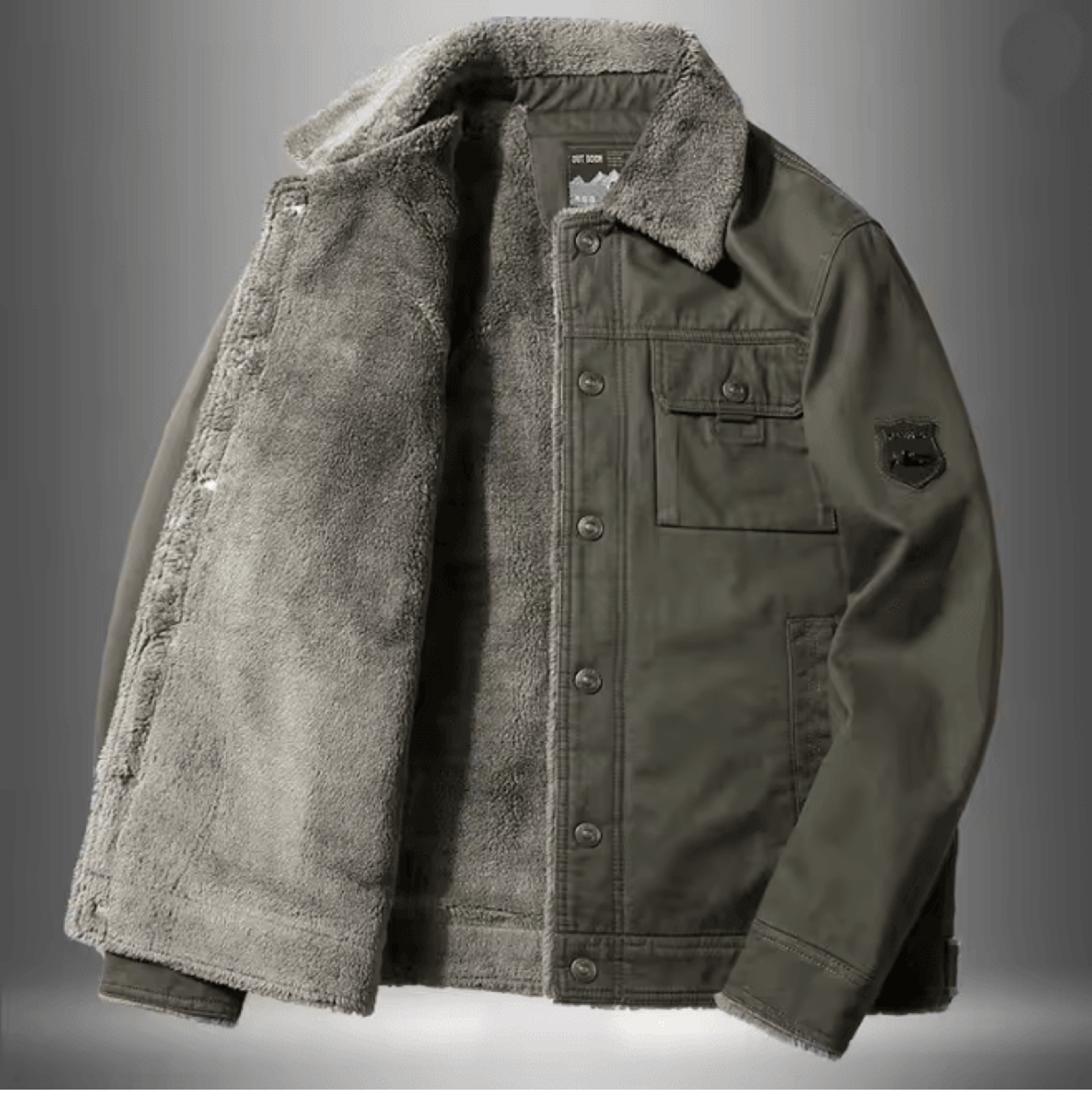 Mens Lamb Wool Jacket Thick Military Style Winter Coat Plus Size 5