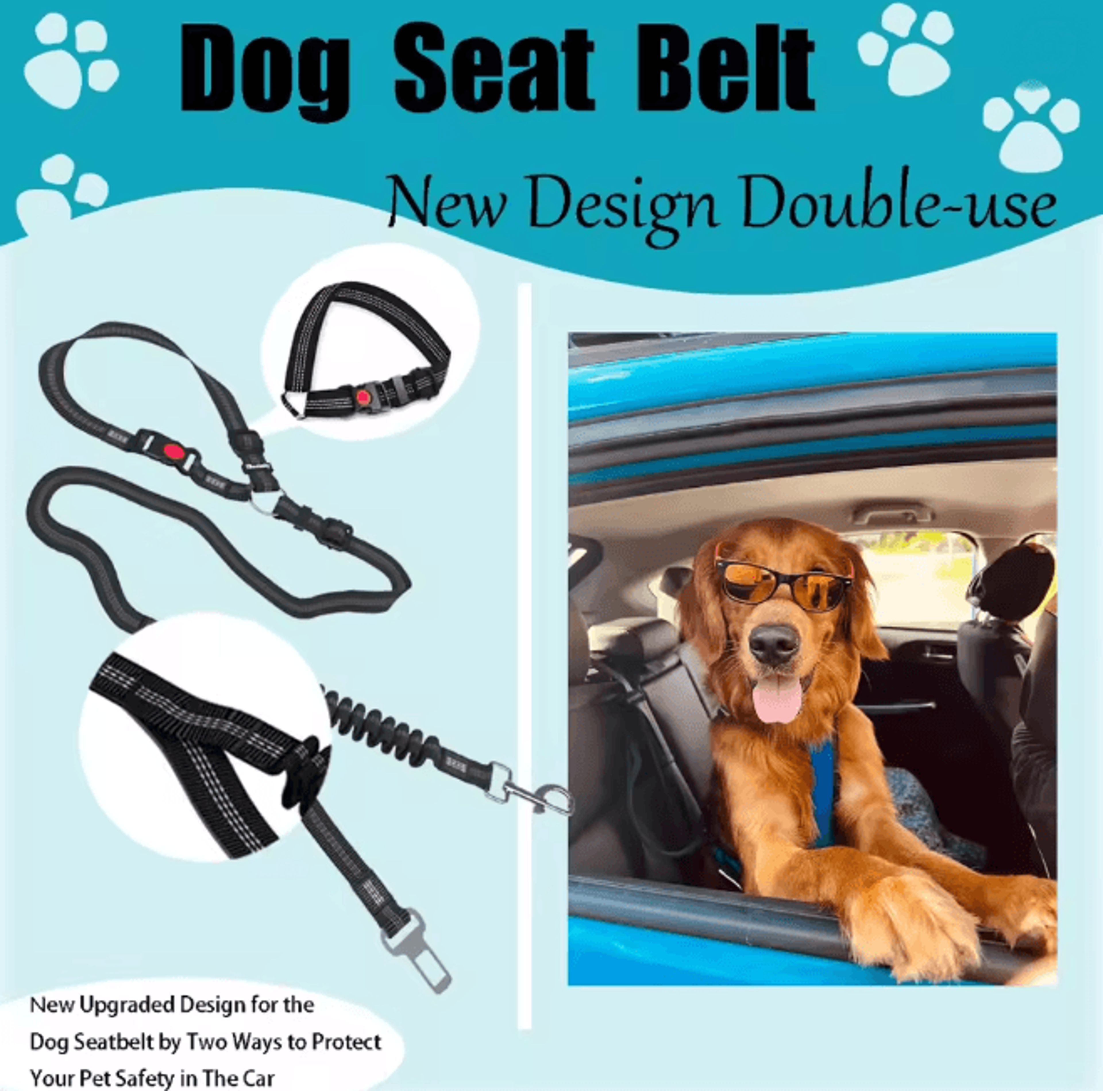 Heavy Duty Adjustable Dog Car Seat Belt Safety Leash For Secure Travel 2