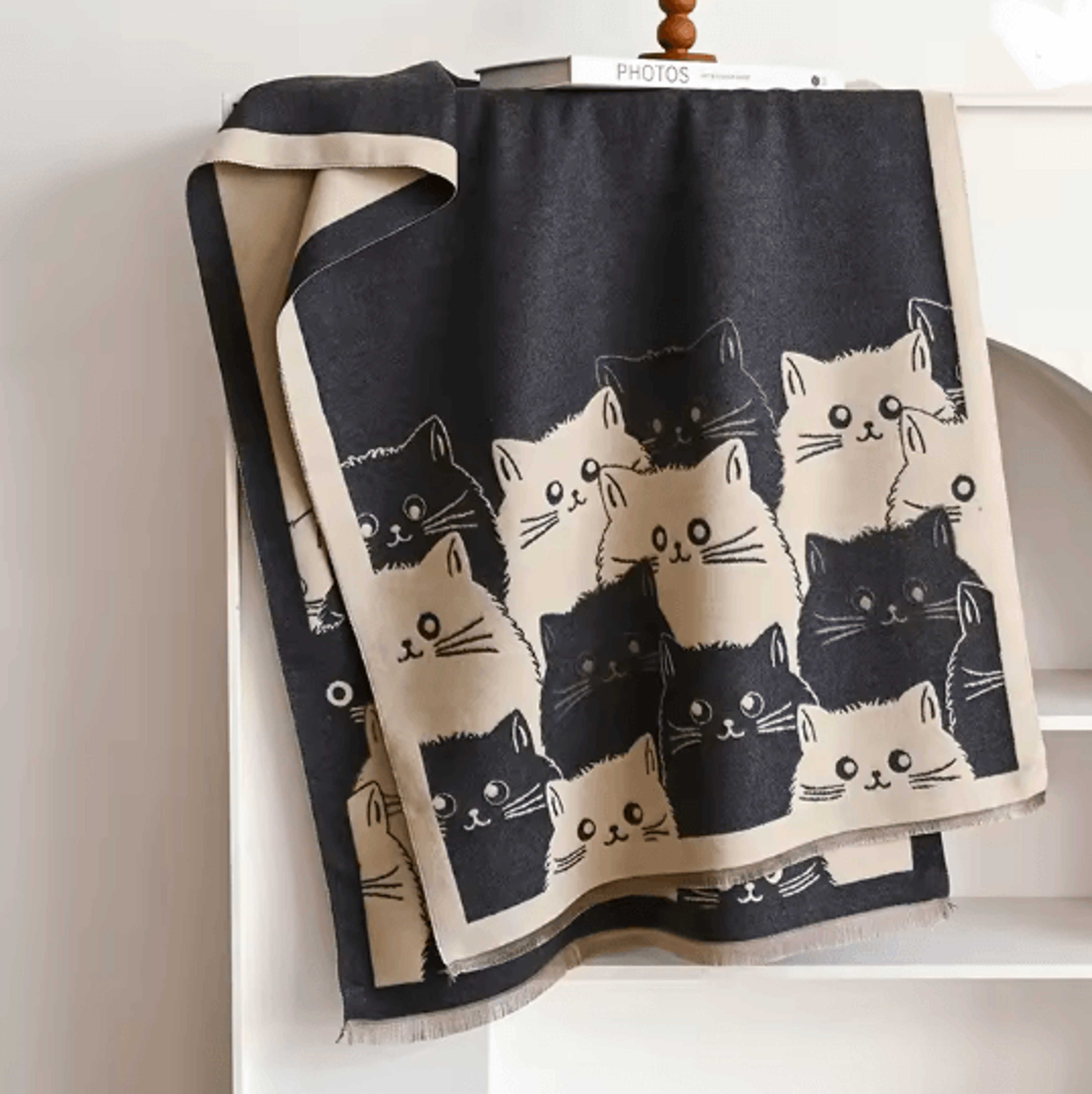 Cute Cat Jacquard Pashmina Cashmere Scarf For Women Winter Blanket Shawl 2