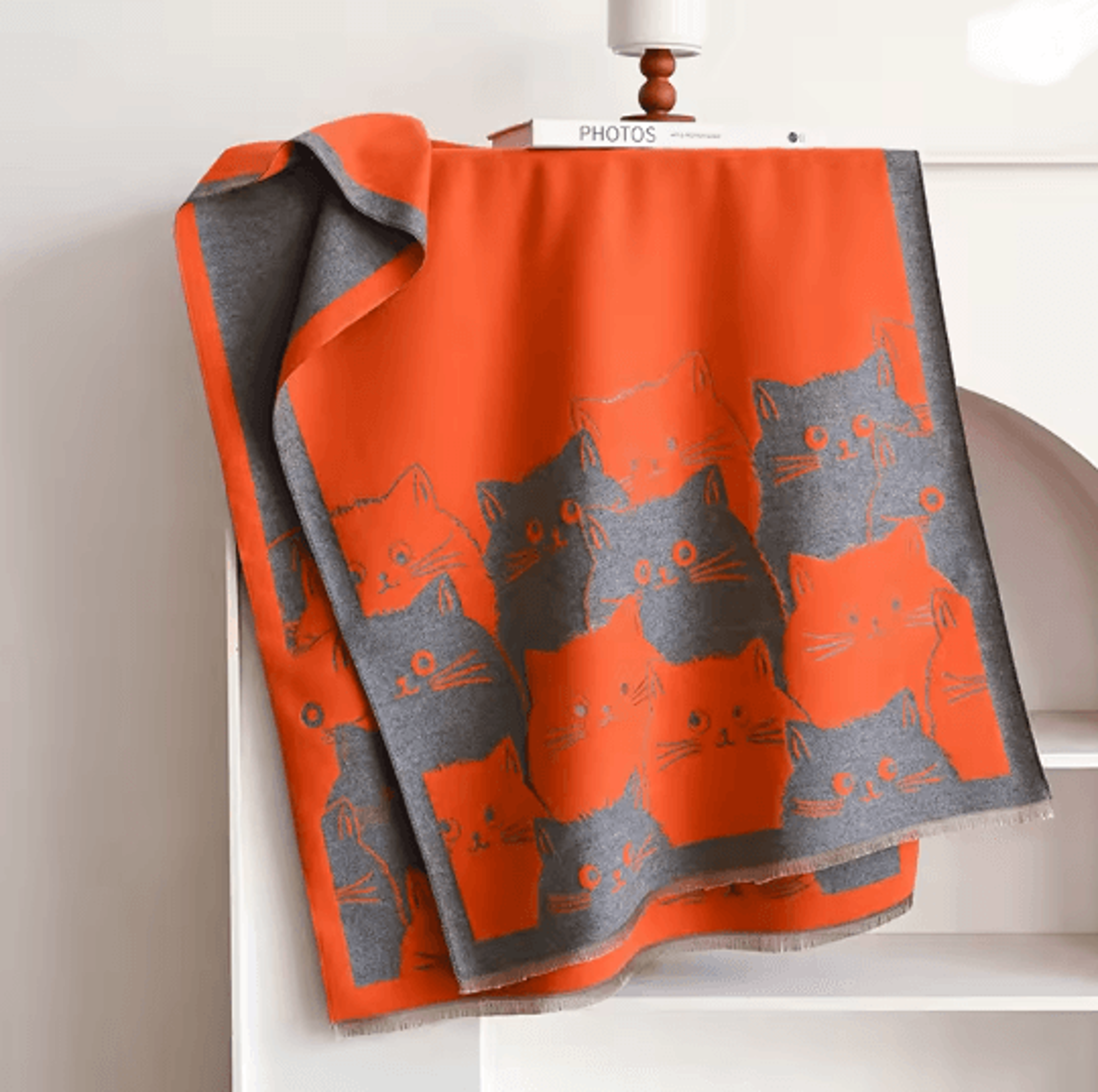 Cute Cat Jacquard Pashmina Cashmere Scarf For Women Winter Blanket Shawl 6