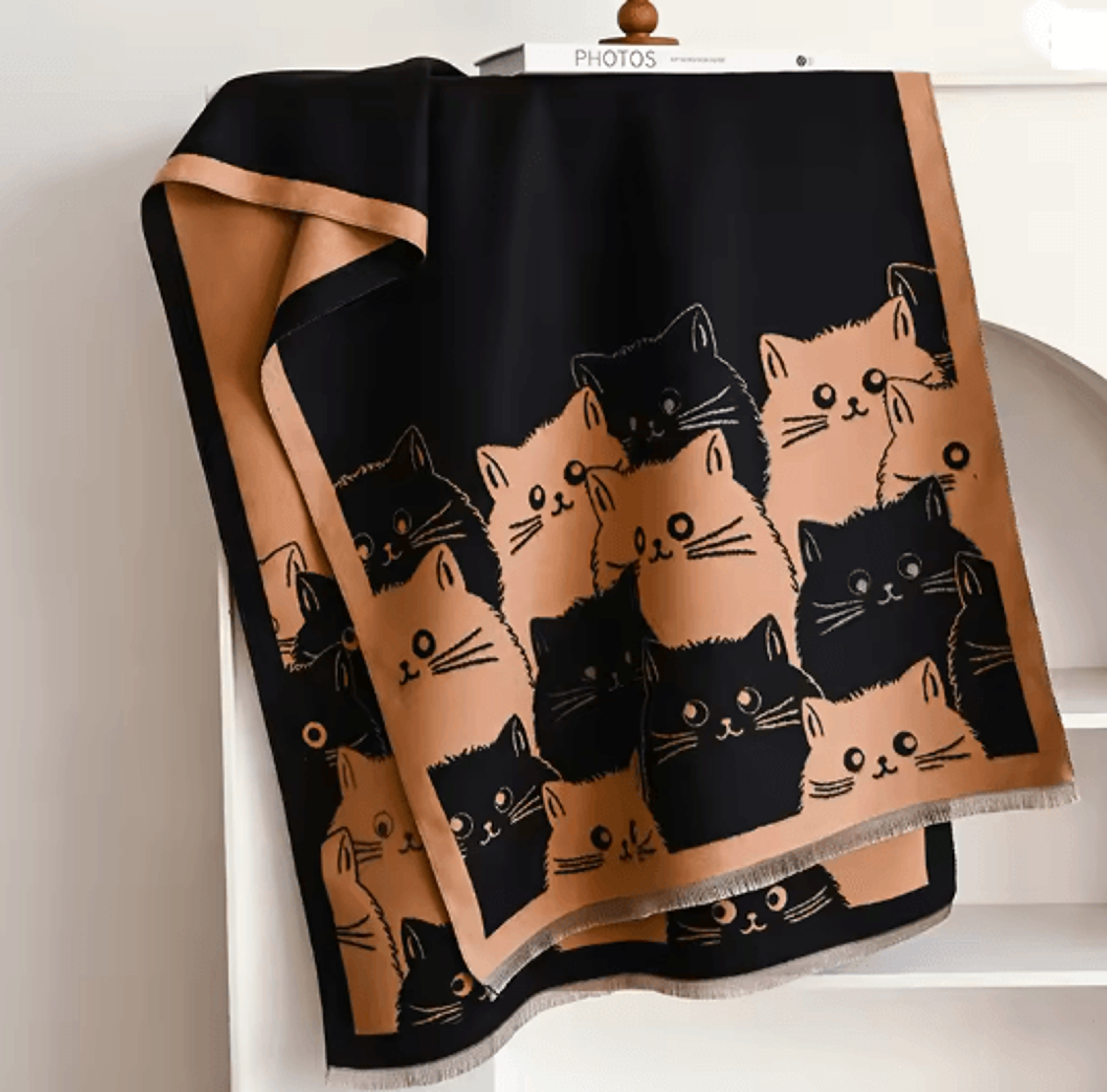 Cute Cat Jacquard Pashmina Cashmere Scarf For Women Winter Blanket Shawl 8